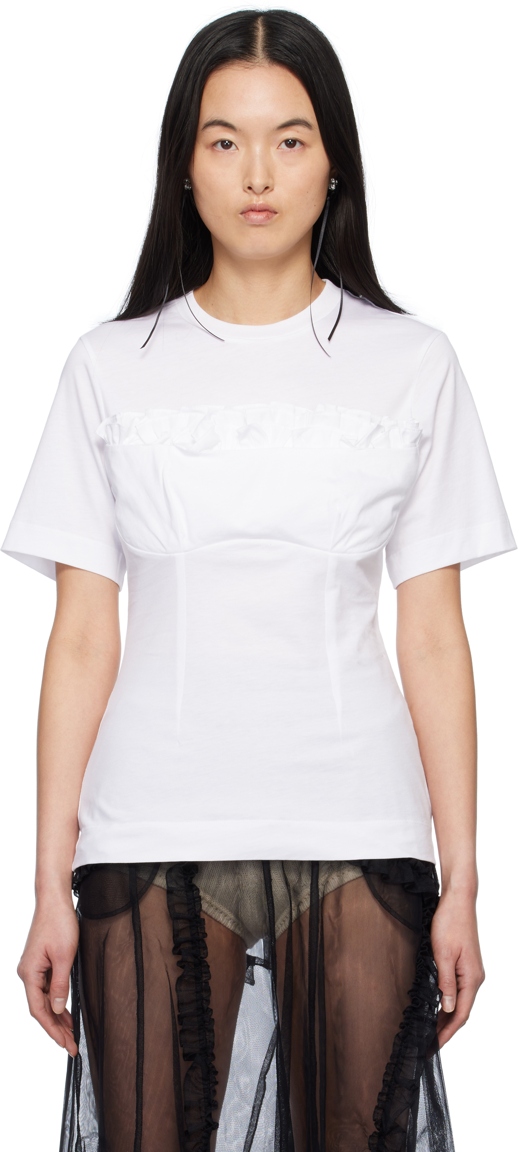 White Balconette Bust Detail T-shirt