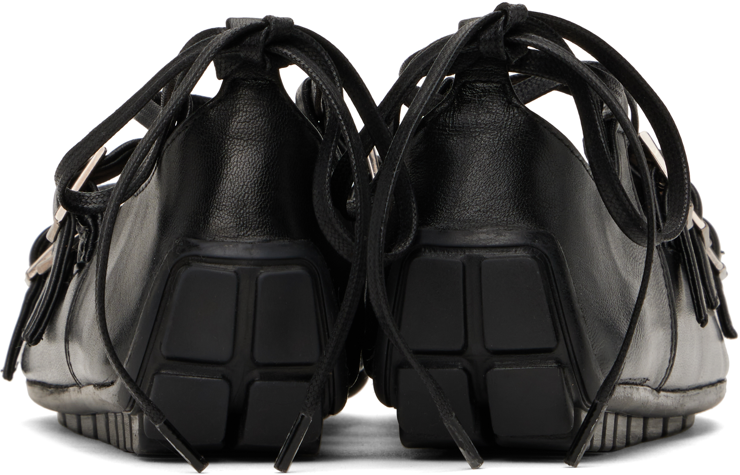 Shop Simone Rocha Black Ghillie Grip Ballerina Flats