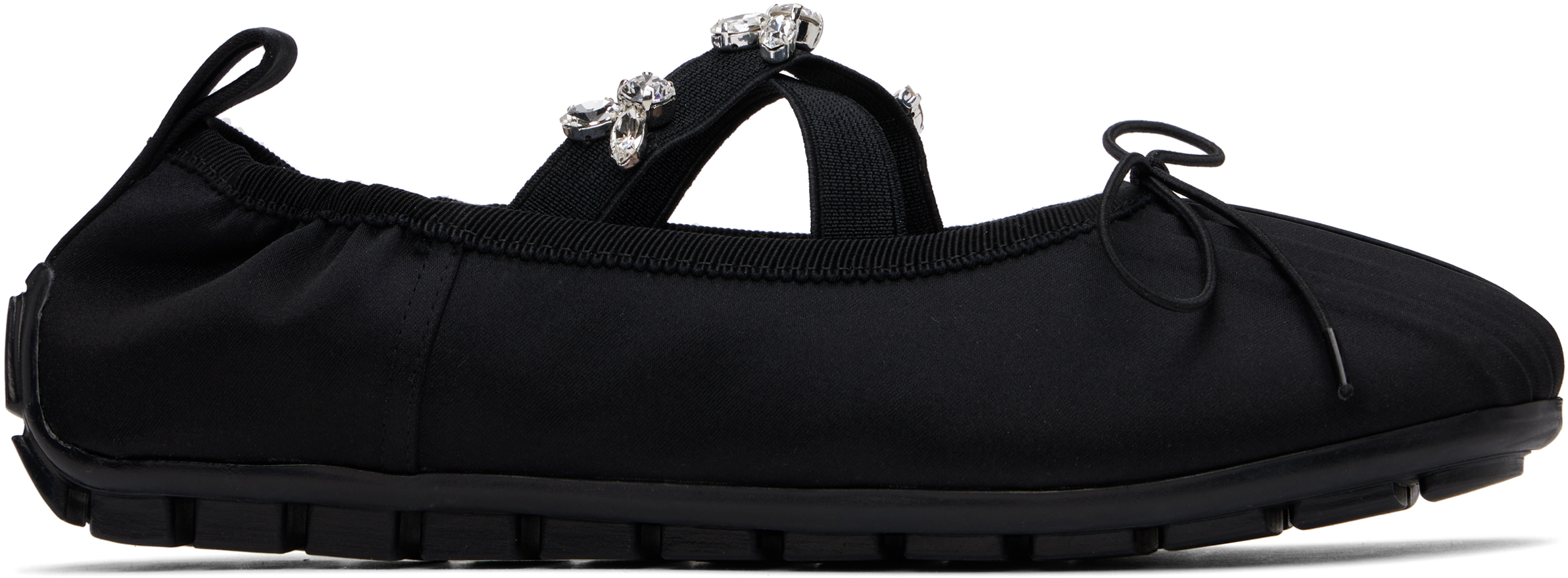 Black Embellished Grip Ballerina Flats
