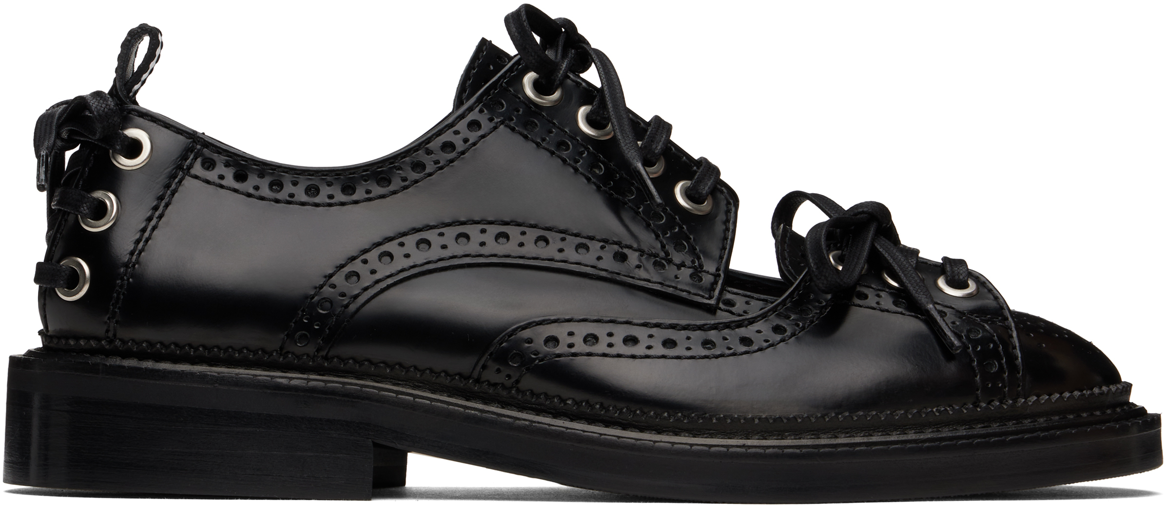 Black Multi-Lace Cutout Brogues