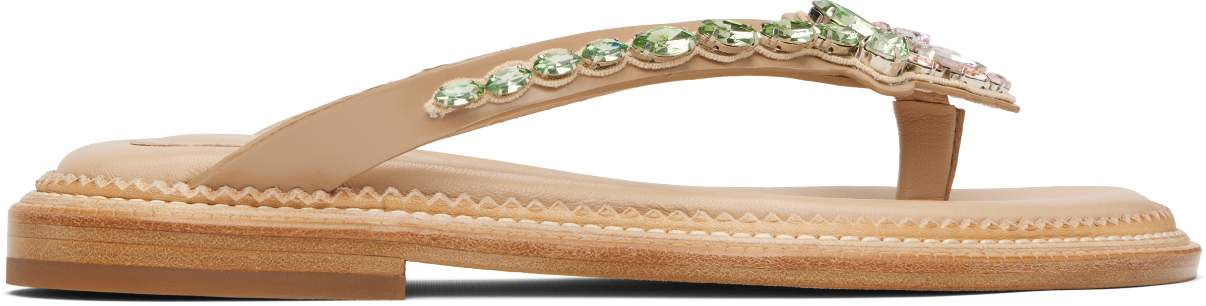 Simone Rocha Womens Embellished Thong Leather Sandals In Taupe/pink Multi