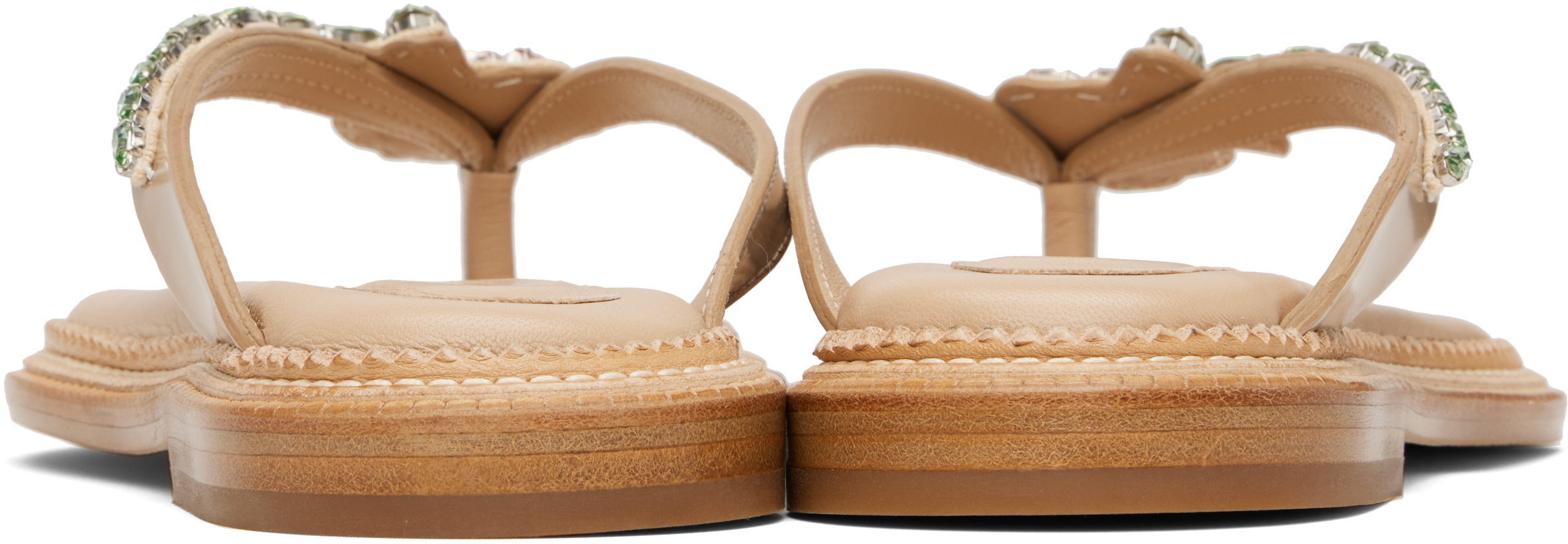 Simone Rocha Womens Embellished Thong Leather Sandals In Taupe/pink Multi