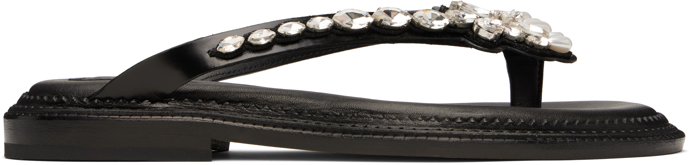 【Simone Rocha】ブラック Embellished Flower ビーチサンダル Simone Rochaのブラック Embellished Flower ビーチサンダルが