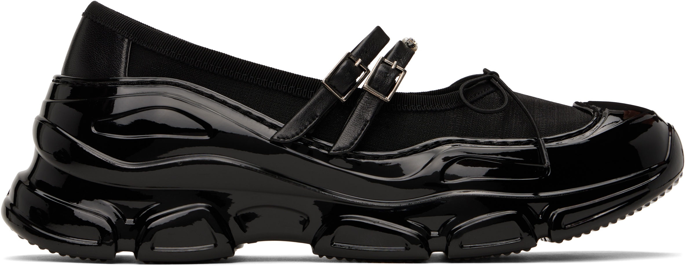 Simone Rocha: ブラック Tracker メッシュ バレエスニーカー Simone Rocha: ブラック Tracker メッシュ バレエスニーカー