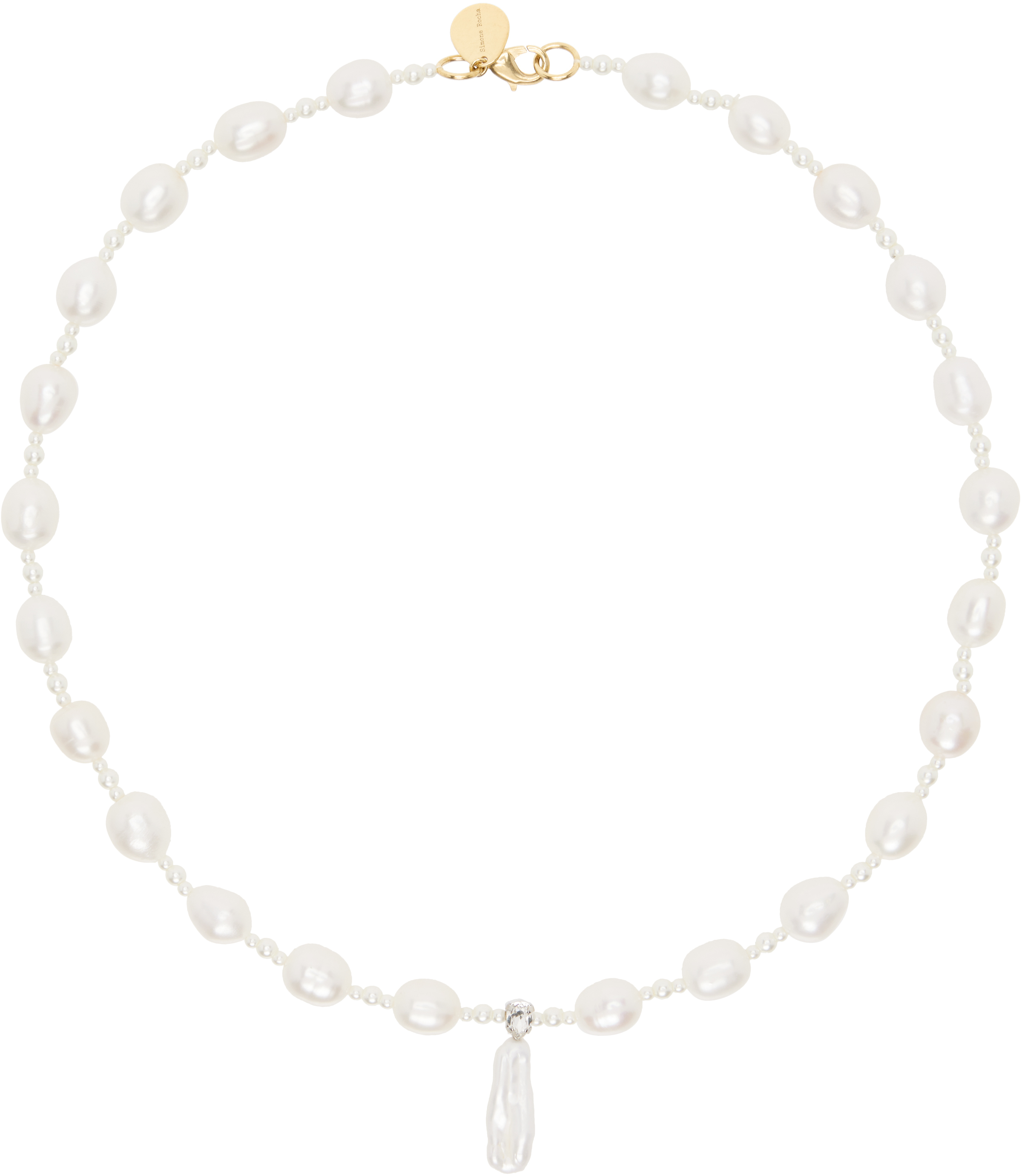Simone Rocha: White & Gold Staccato Pendant Pearl Necklace