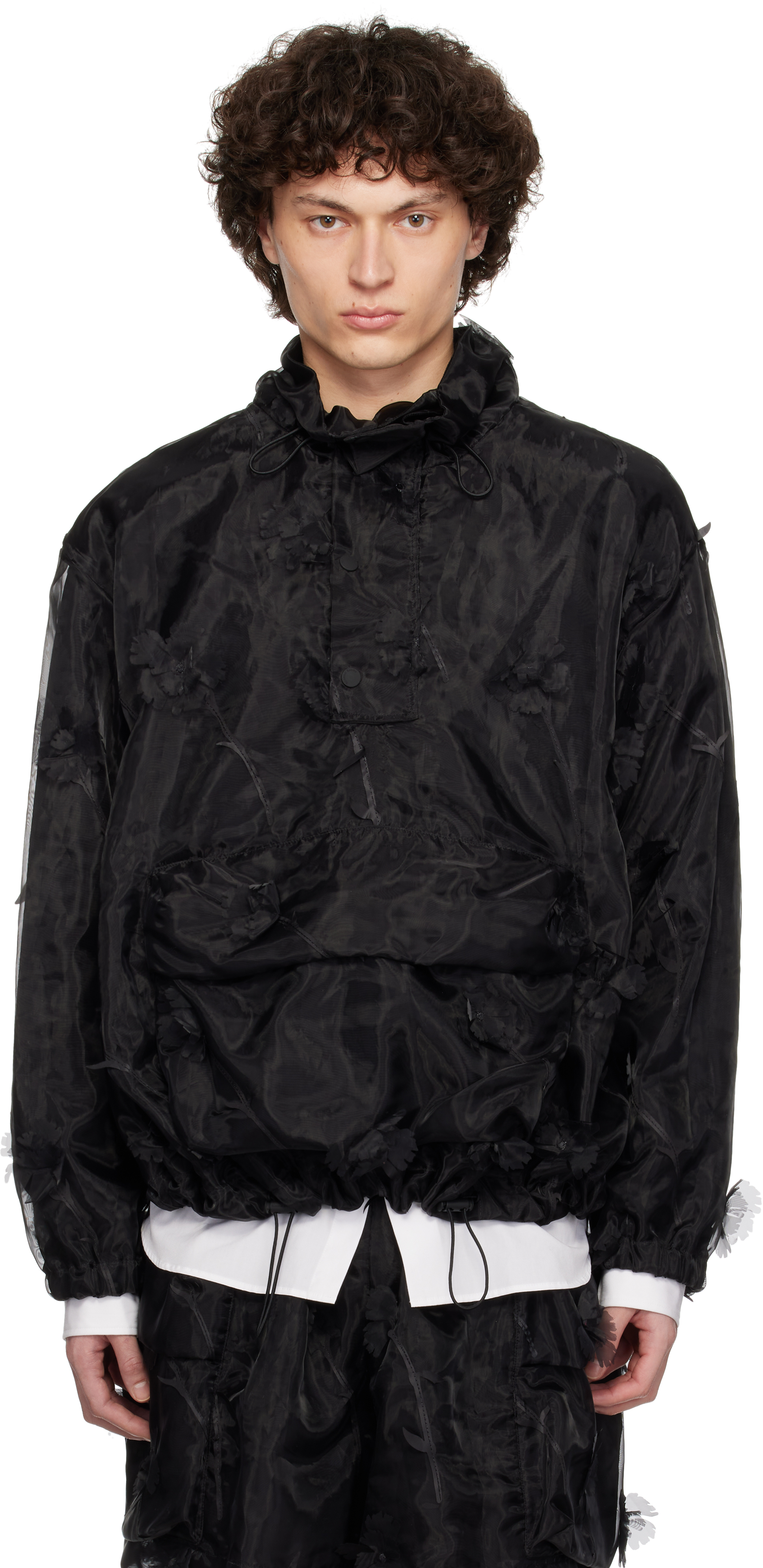【SIMONE ROCHA】Carnation Cagoule オーガンザ ジャケット Pink Carnation Organza Cagoule Jacket by Simone Rocha on Sale
