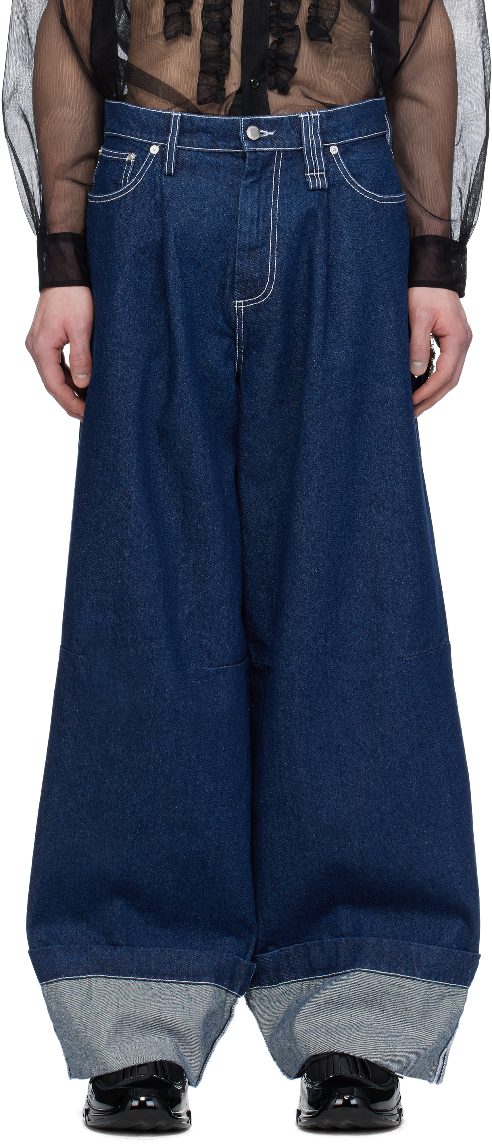 【SIMONE ROCHA】ネイビー Turbo Embellished Puddle ジーンズ Simone Rochaのネイビー Embellished Puddle ジーンズがセール中