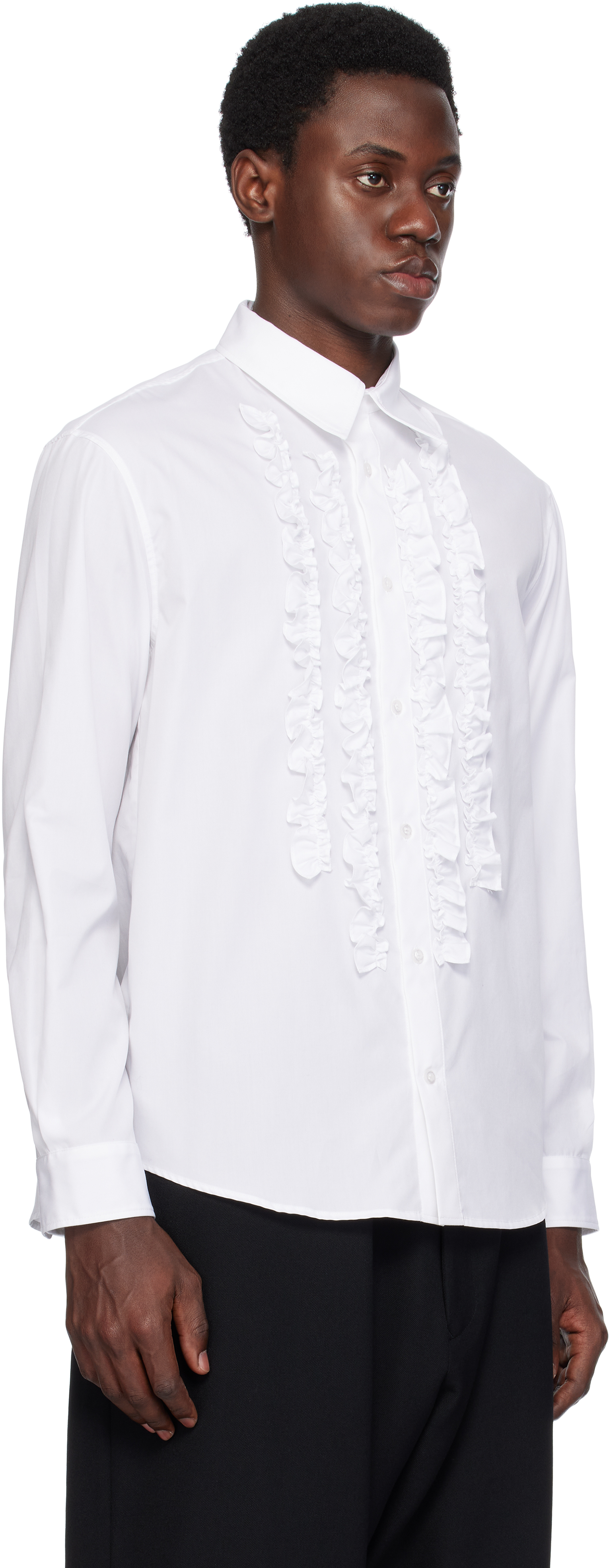 SIMONE ROCHA WHITE RUFFLE BIB PROM SHIRT 