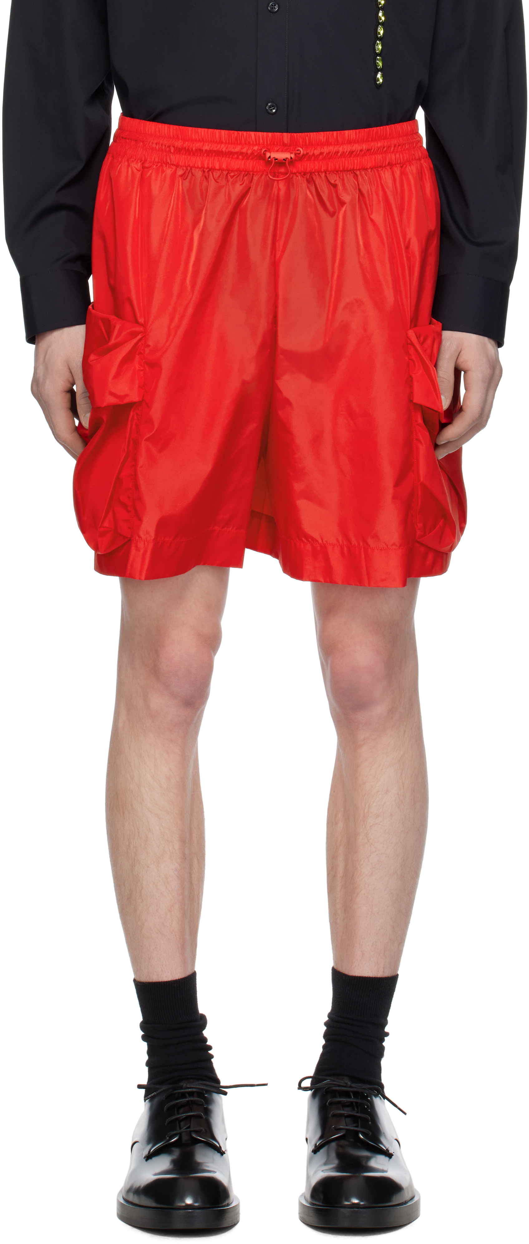 Red Cargo Flap Pocket Drawstring Shorts by Simone Rocha on Sale