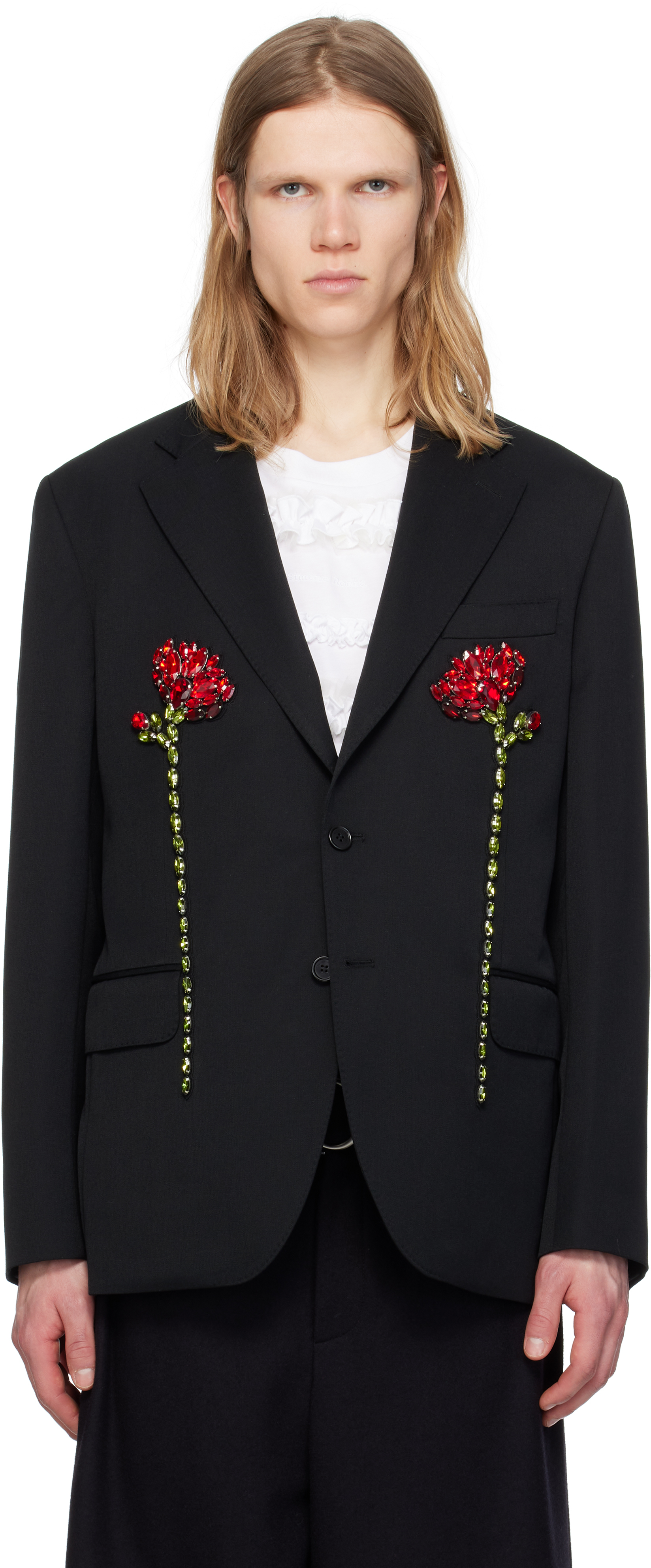 【関税込み】Simone Rocha テーラードジャケット Simone Rocha: ブラック Embellished Double Carnation