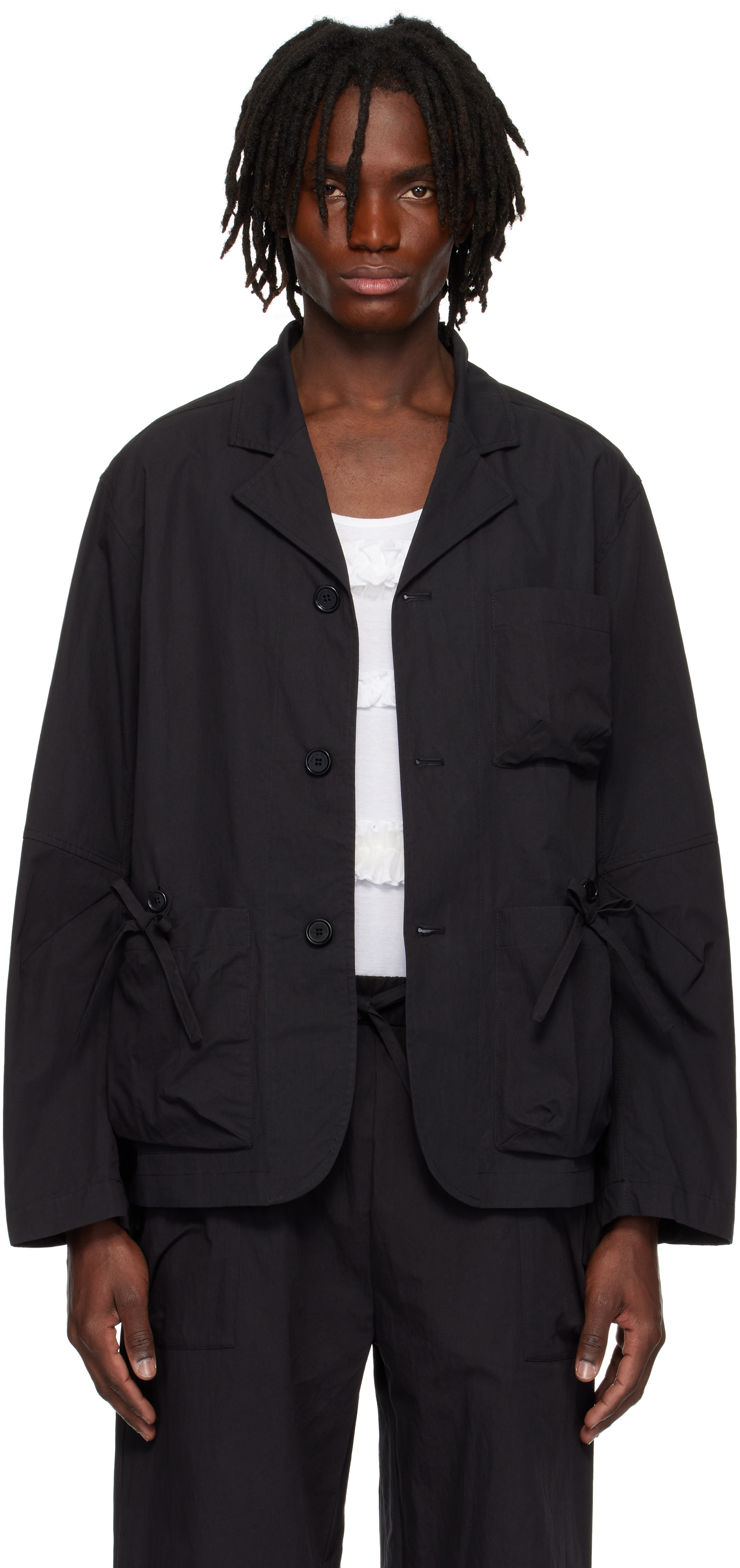 Black Bow Detail Workwear Blazer