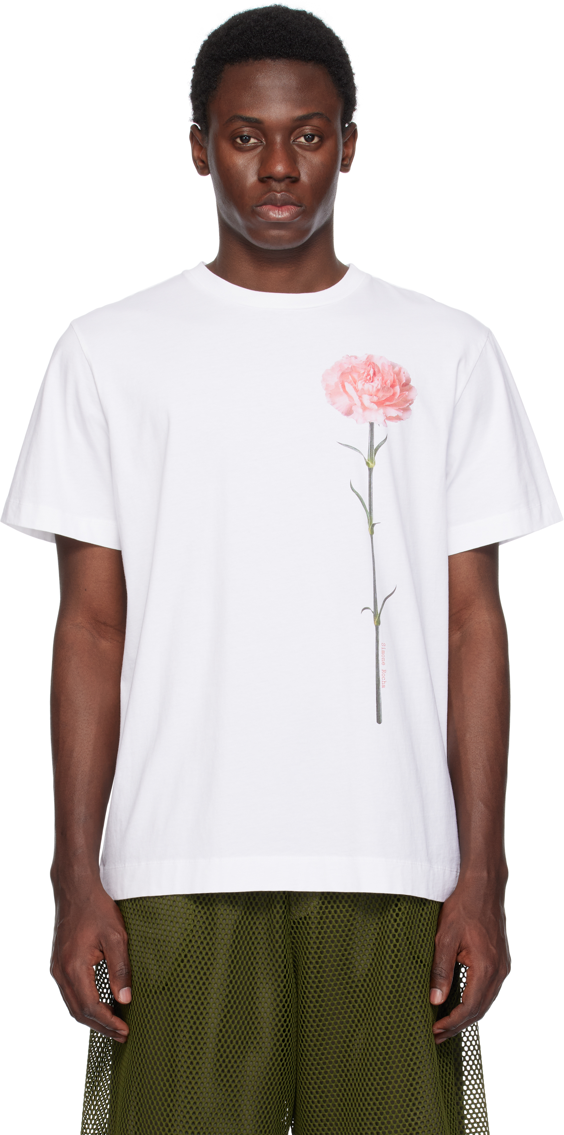 Simone Rocha White Carnation Print T-shirt