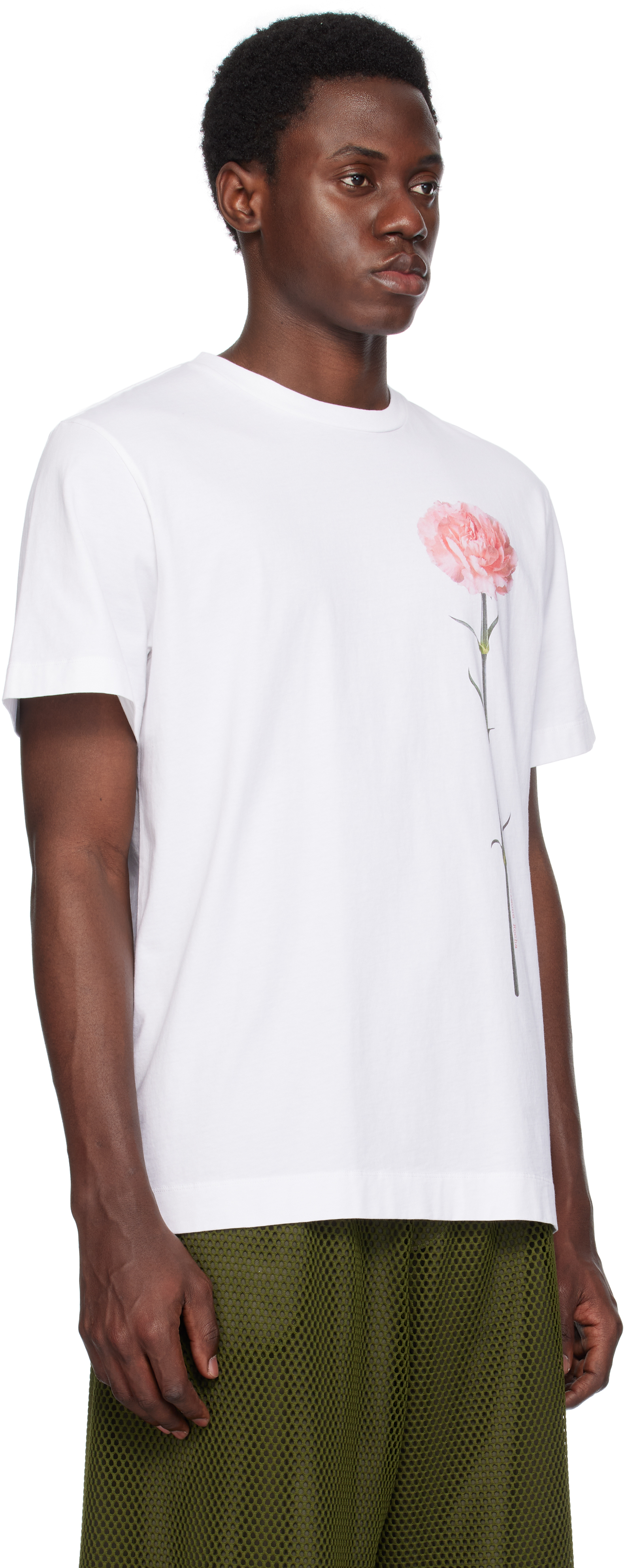 SIMONE ROCHA WHITE CARNATION PRINT T-SHIRT 