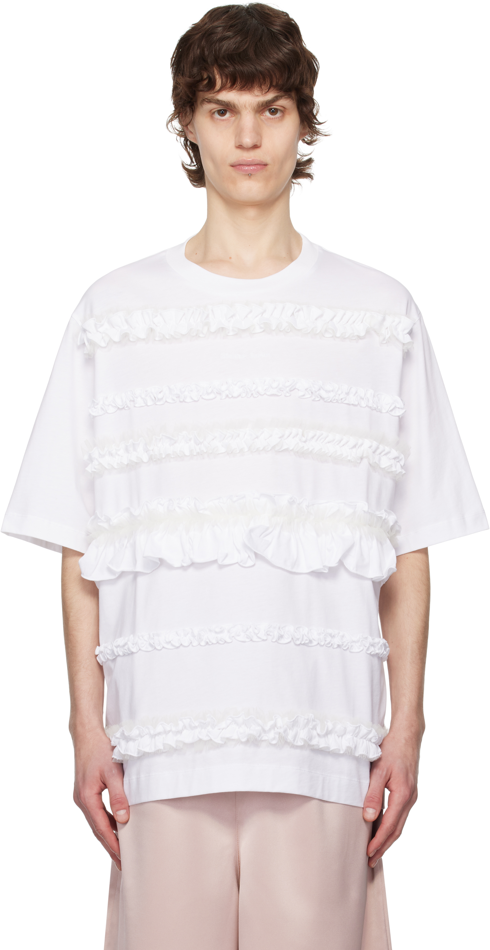 【関税込み】Simone Rocha ホワイト ラッフル フリル Tシャツ Simone Rochaのホワイト ラッフル フリル Tシャツがセール中