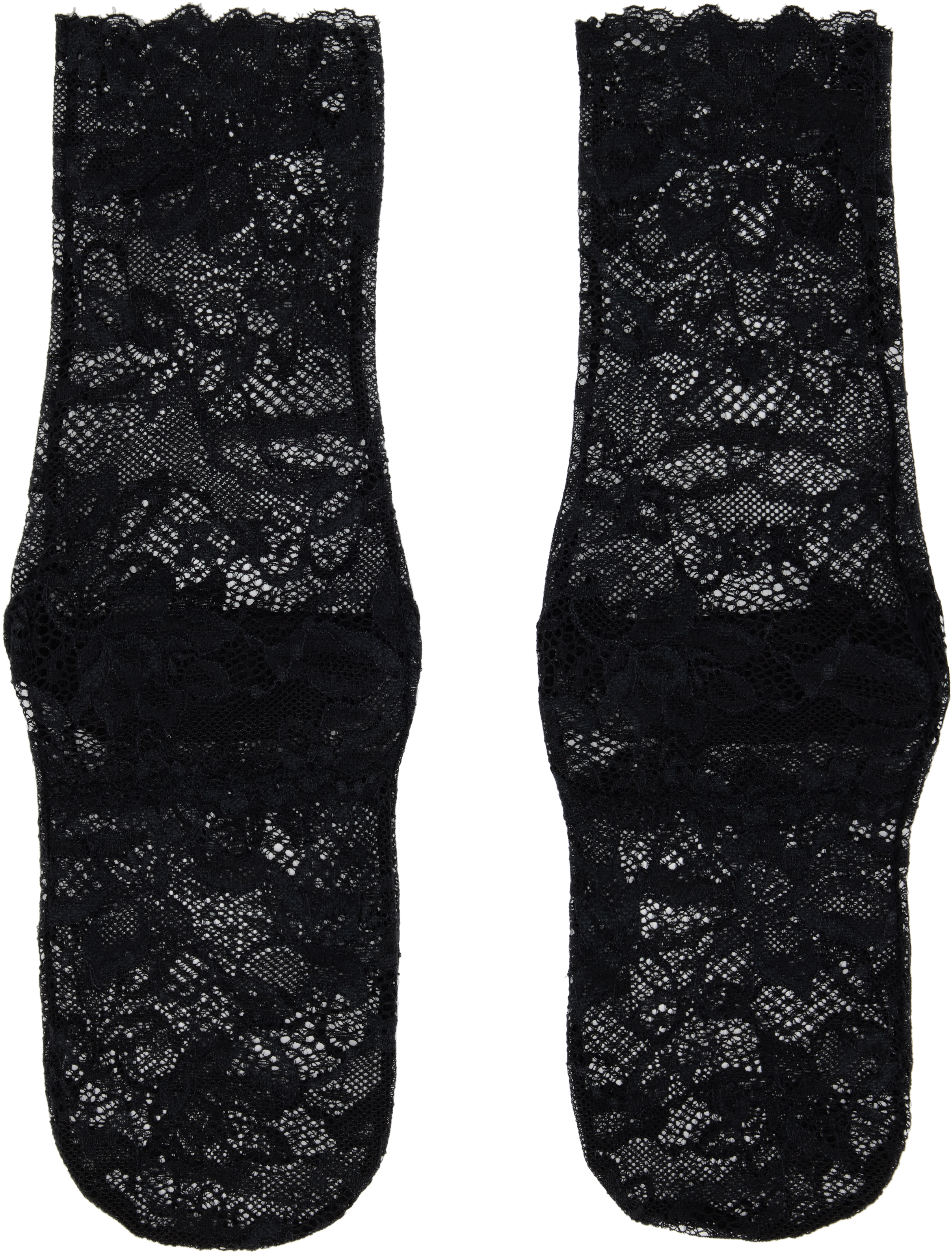 Black Floral Lace Socks