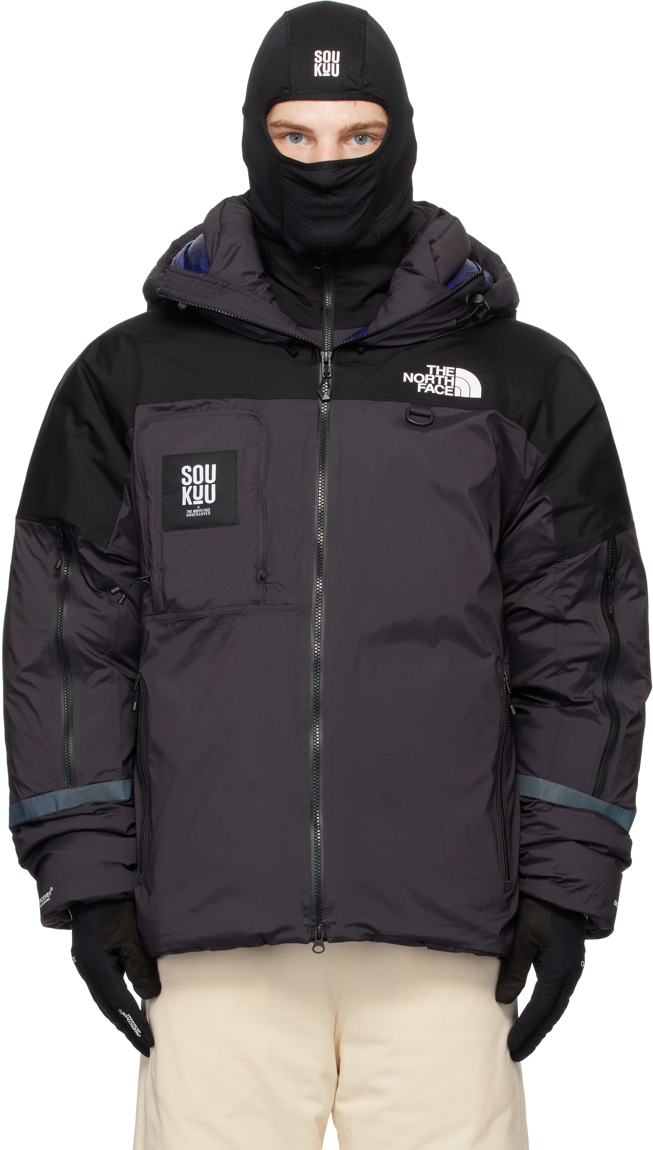 UNDERCOVER BLACK & GRAY THE NORTH FACE EDITION HIKE 50/50 SUPER PARKA DOWN JACKET 