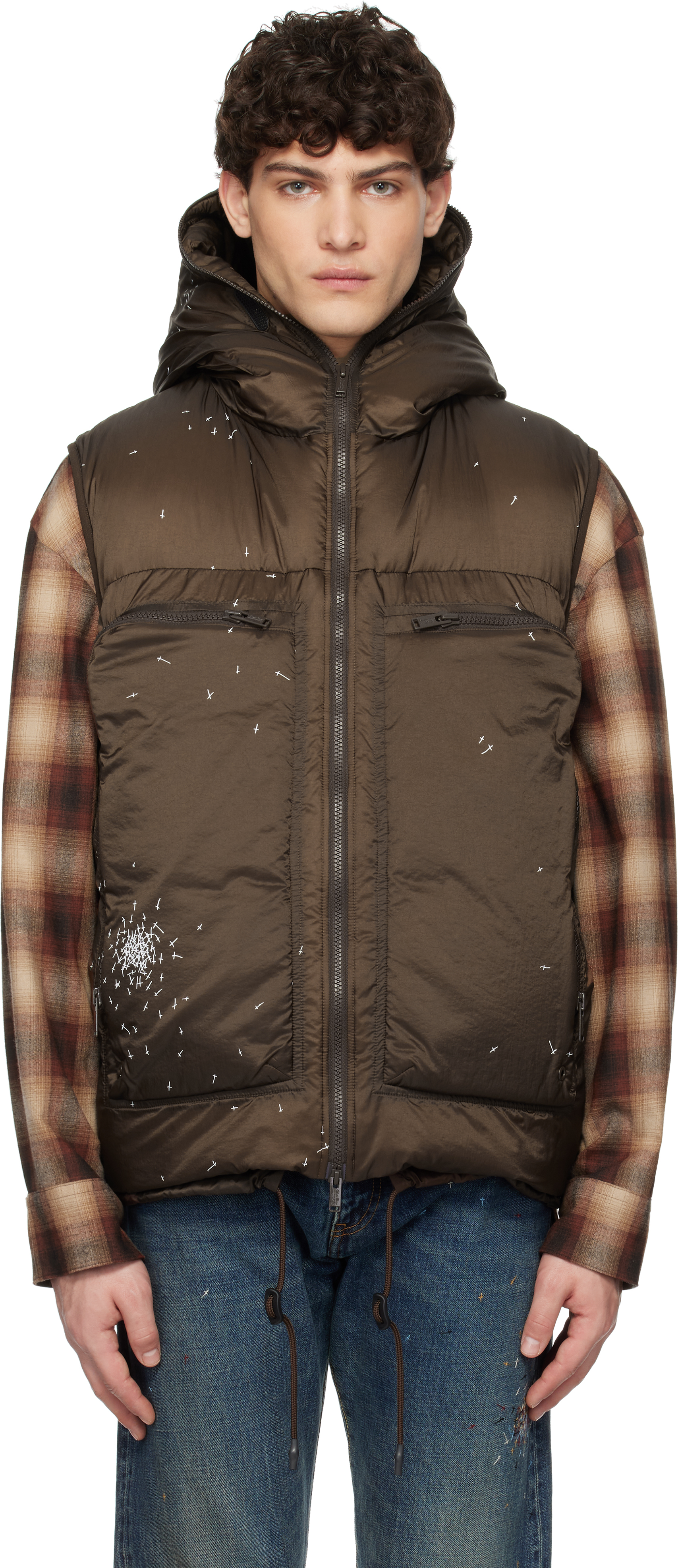 Brown Quilted Down Vest