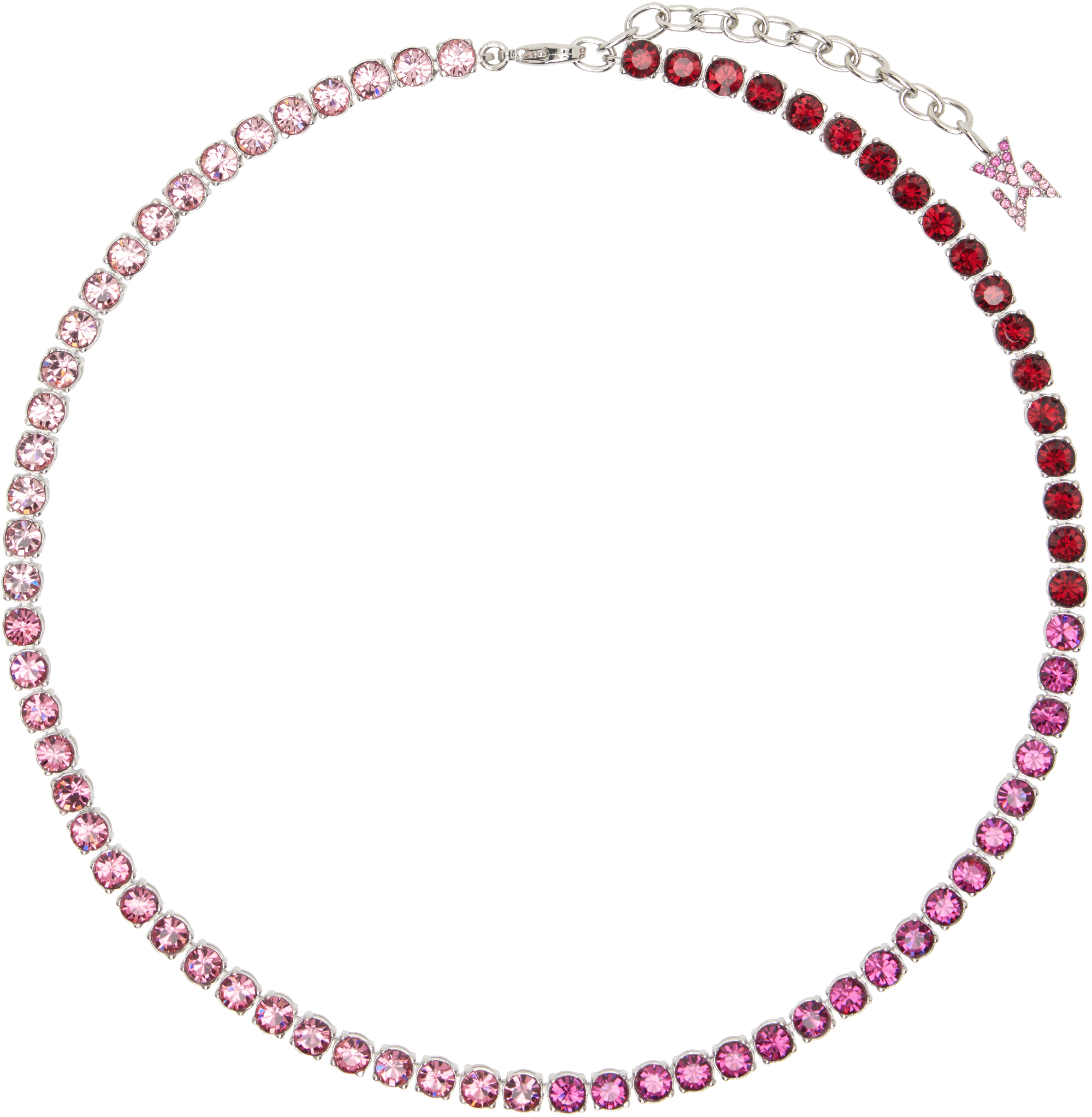 ネックレス・ペンダント AMINA MUADDI Collane Tennis Necklace White Crystals With Silver Base