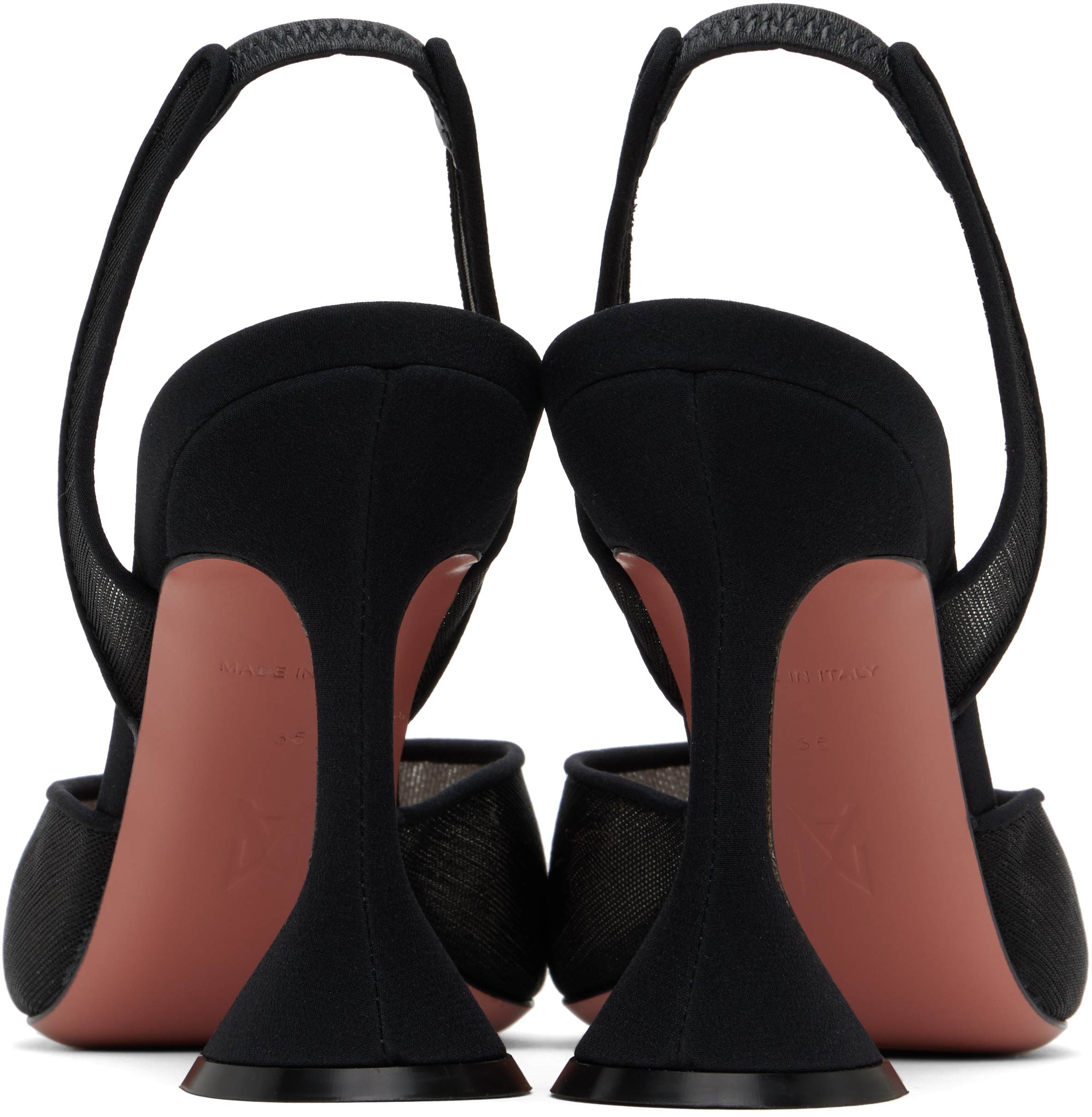 Amina Muaddi Womens Black Holli 95 Sling-back Heeled Mesh Courts In Mesh Black