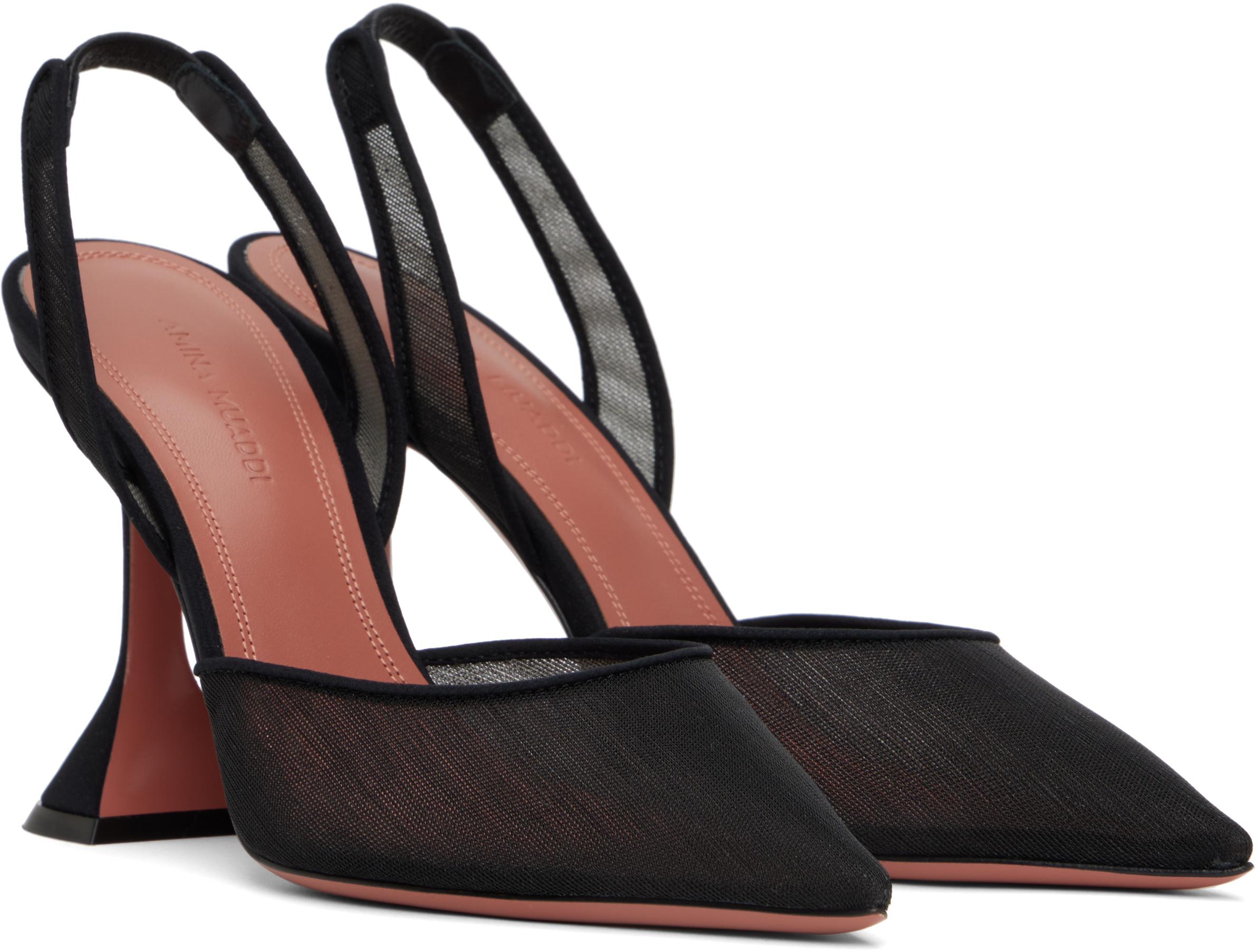 Amina Muaddi Womens Black Holli 95 Sling-back Heeled Mesh Courts In Mesh Black