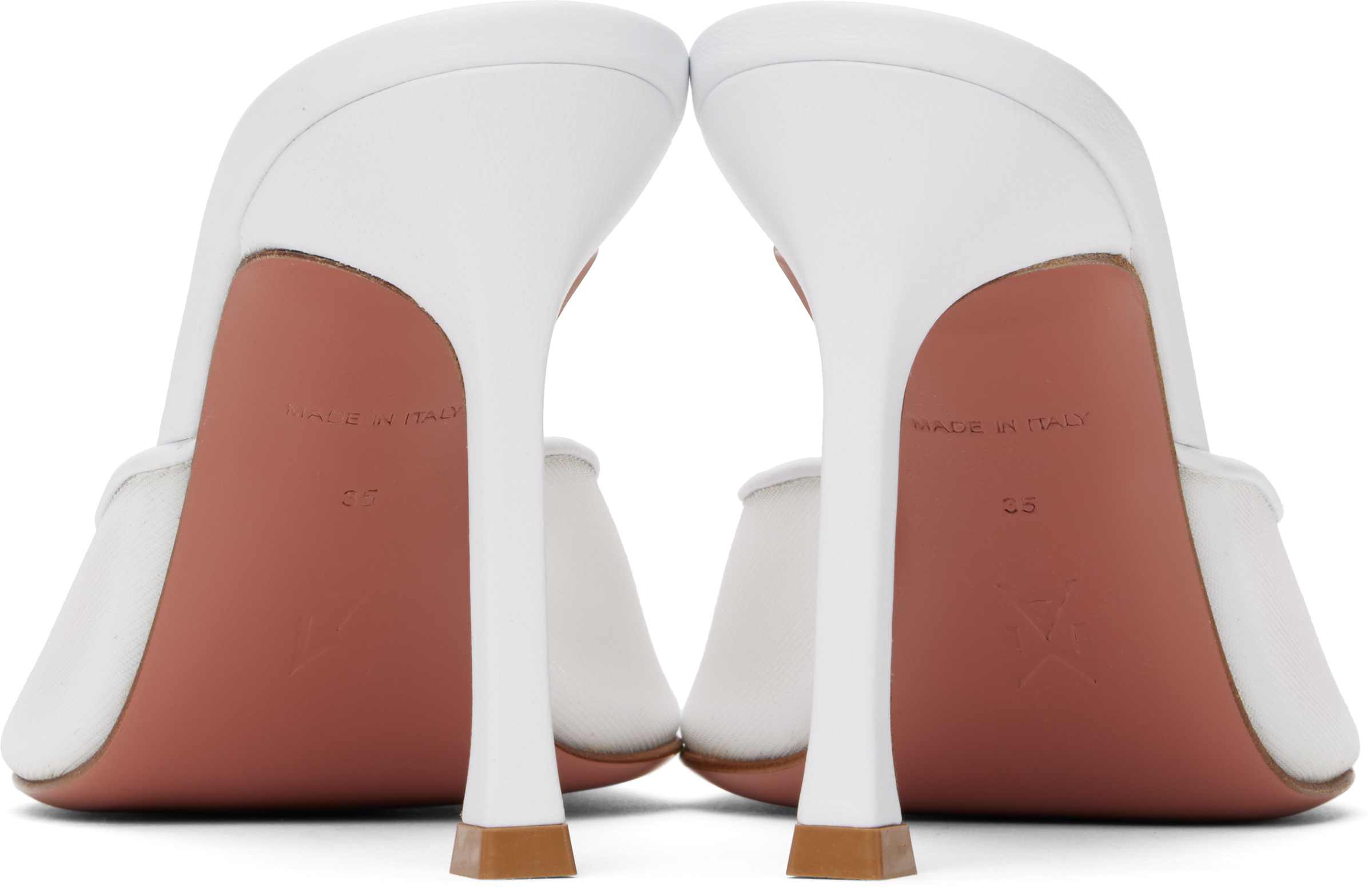 Shop Amina Muaddi White Alexa Mesh Slipper 95 Heeled Sandals In Mesh White