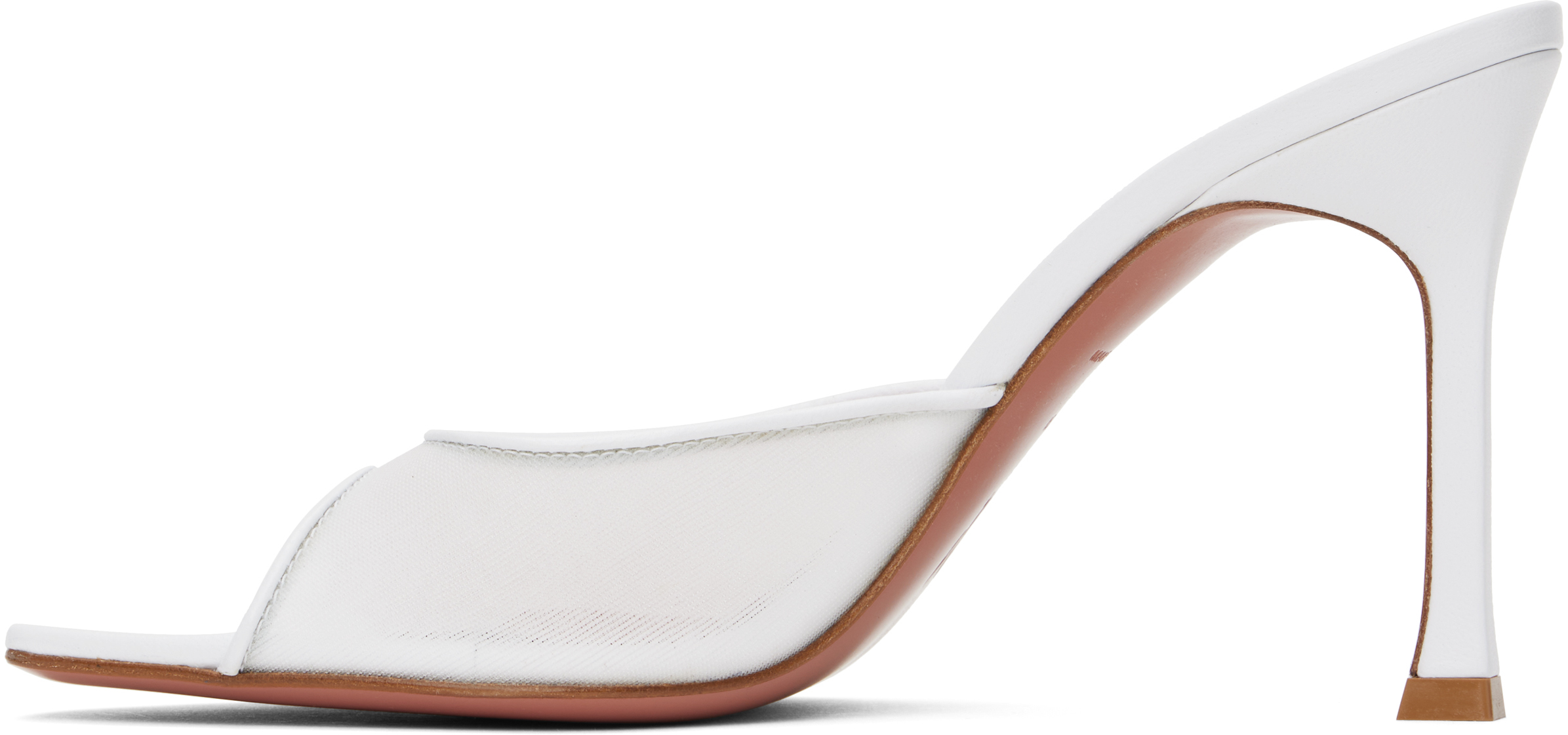 Shop Amina Muaddi White Alexa Mesh Slipper 95 Heeled Sandals In Mesh White
