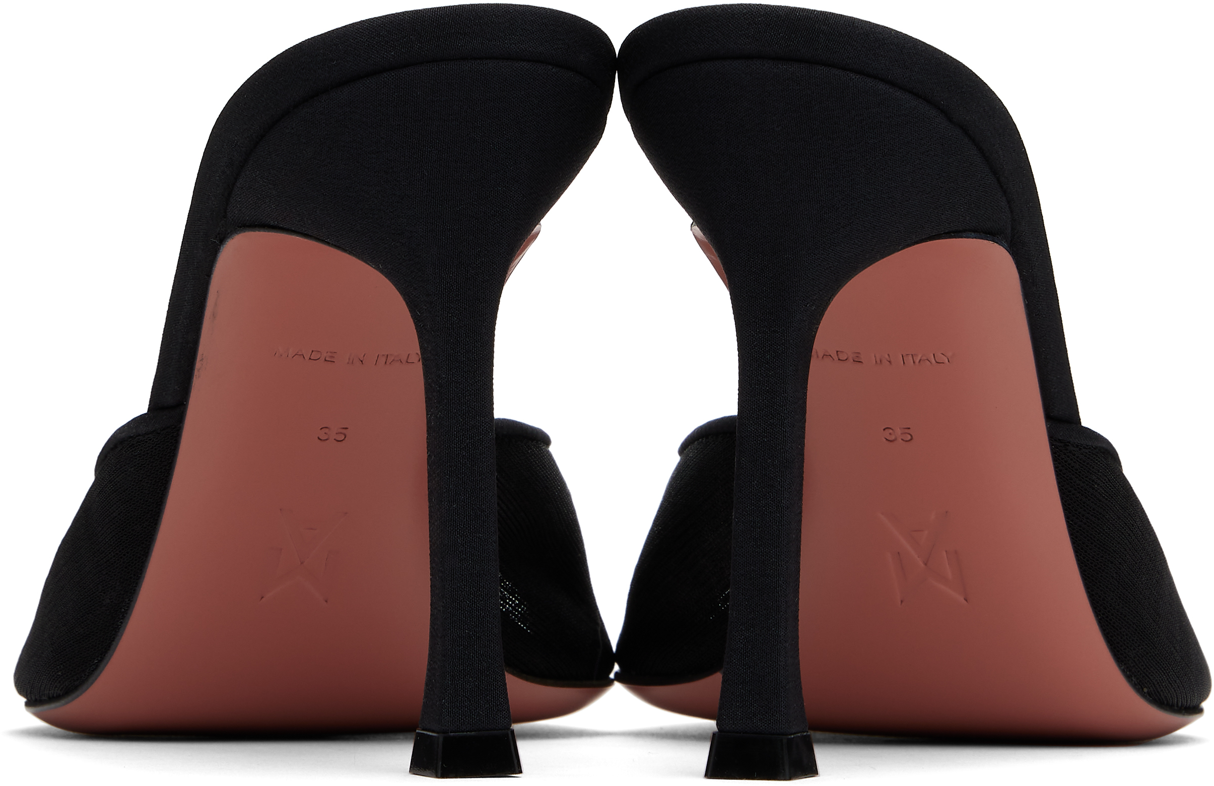 Amina Muaddi Alexa Slipper 90 Open-toed Heels Sandals In Mesh Black