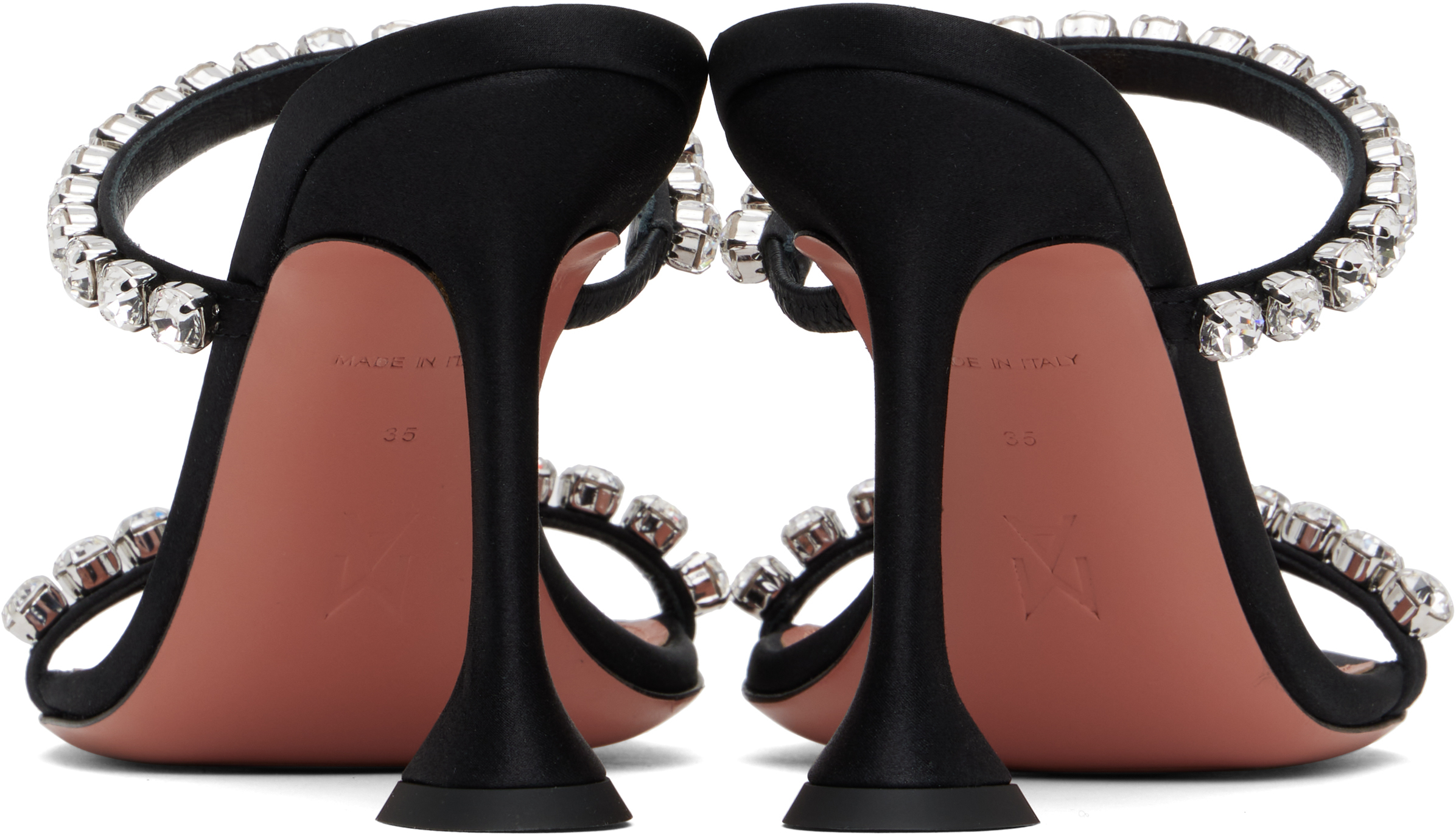 AMINA MUADDI BLACK GIGI SLIPPER 95 HEELED SANDALS