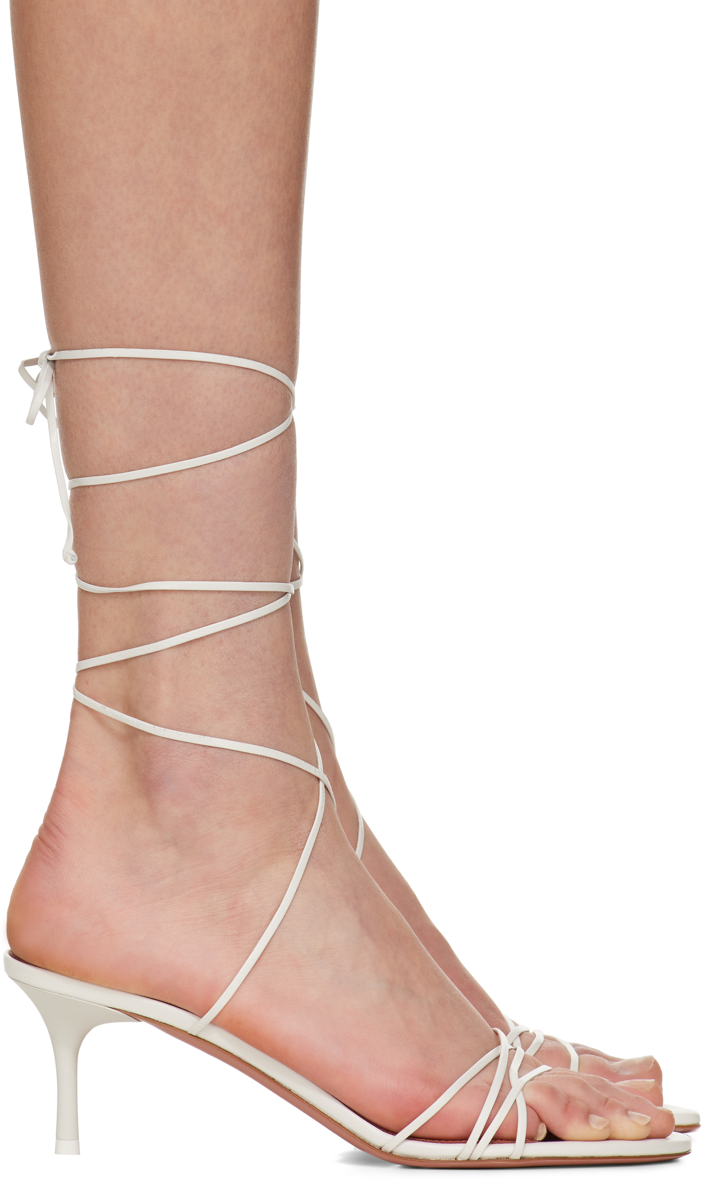 White Lori Lace Up 60 Heeled Sandals