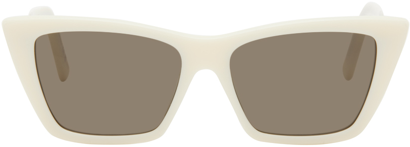 Shop Saint Laurent オフホワイト Sl 276 Mica Thin サングラス In 056 Ivory