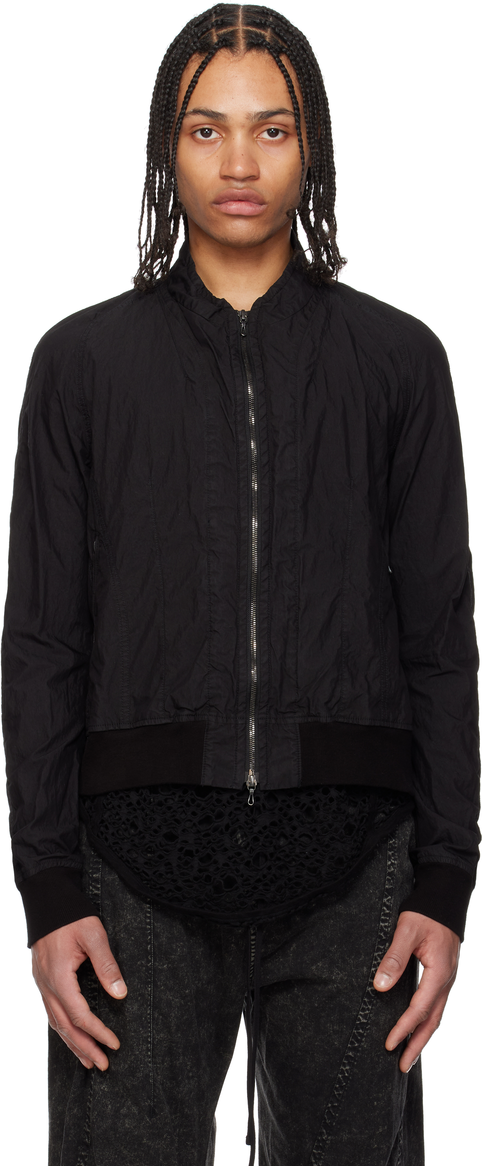 Julius: Black Seamed Bomber Jacket | SSENSE Julius: Black Seamed Bomber Jacket | SSENSE