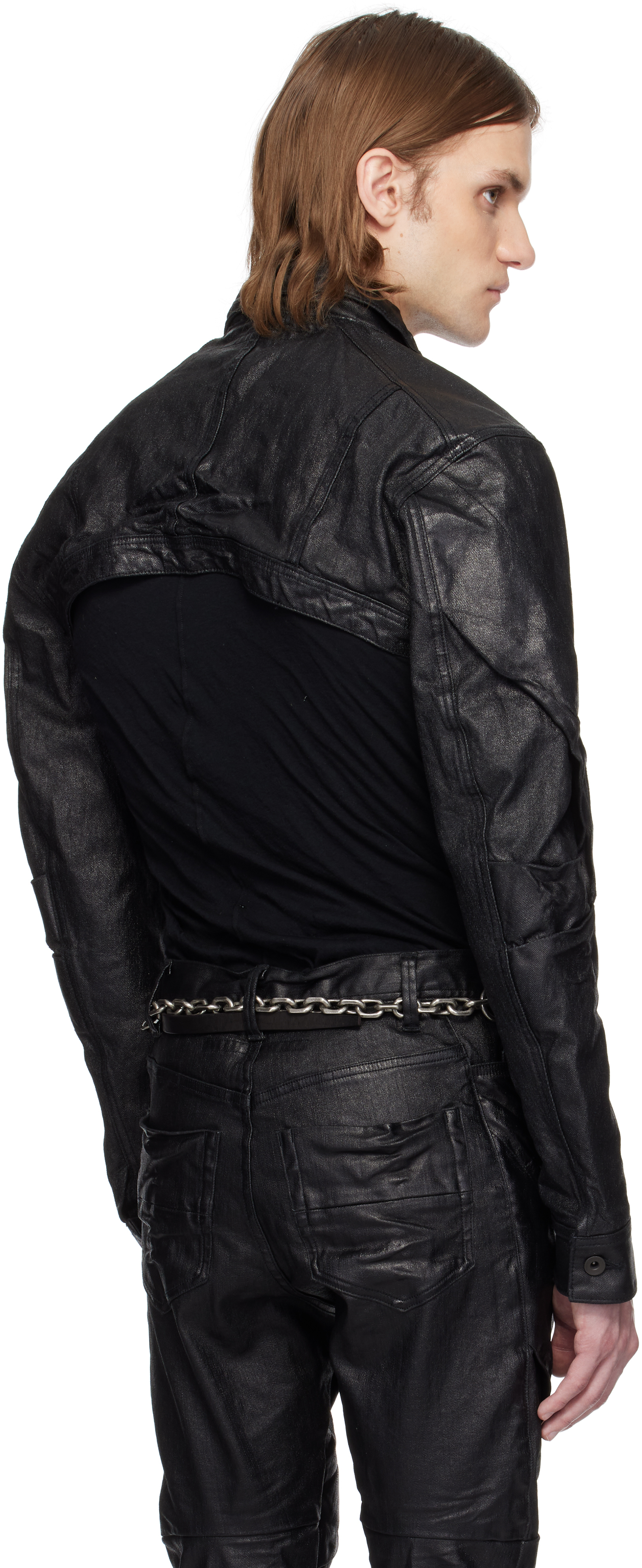 Julius Black Cropper Mylar Jacket In Black