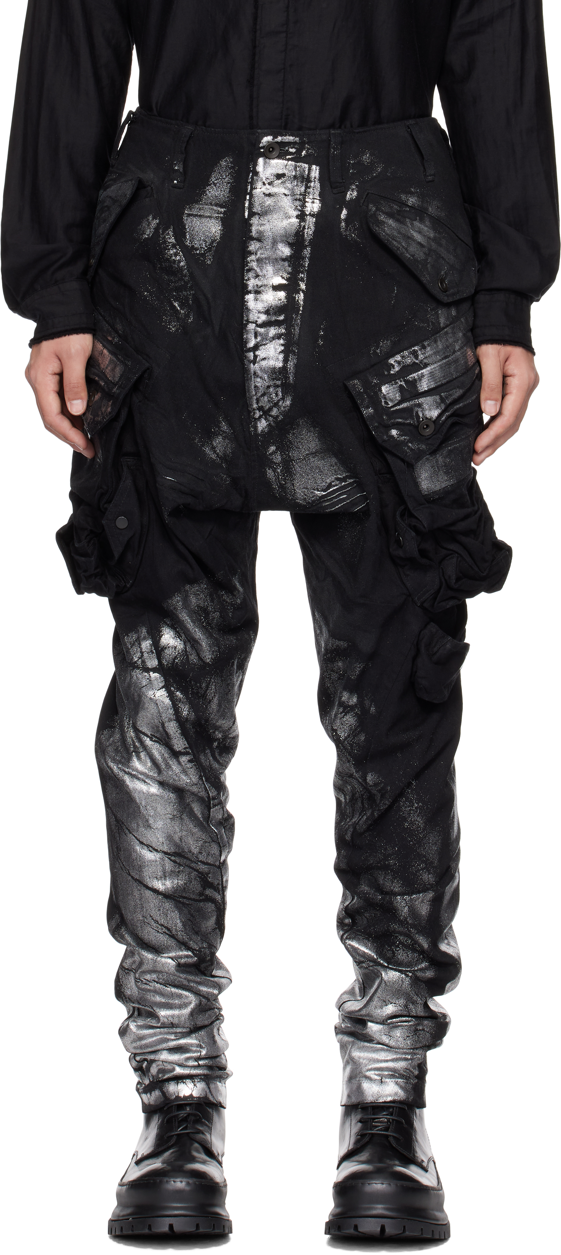 Black Gasmask Cargo Pants