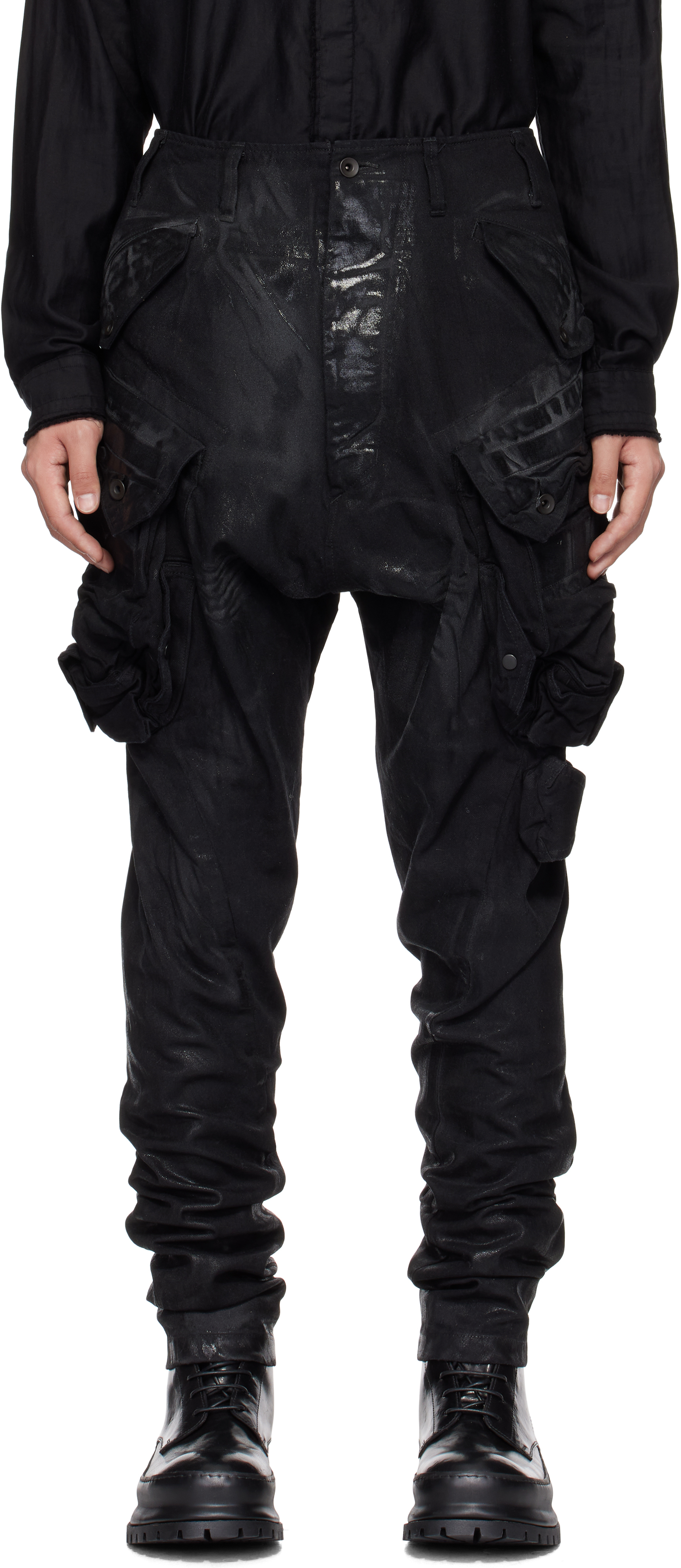 Black Gasmask Cargo Pants