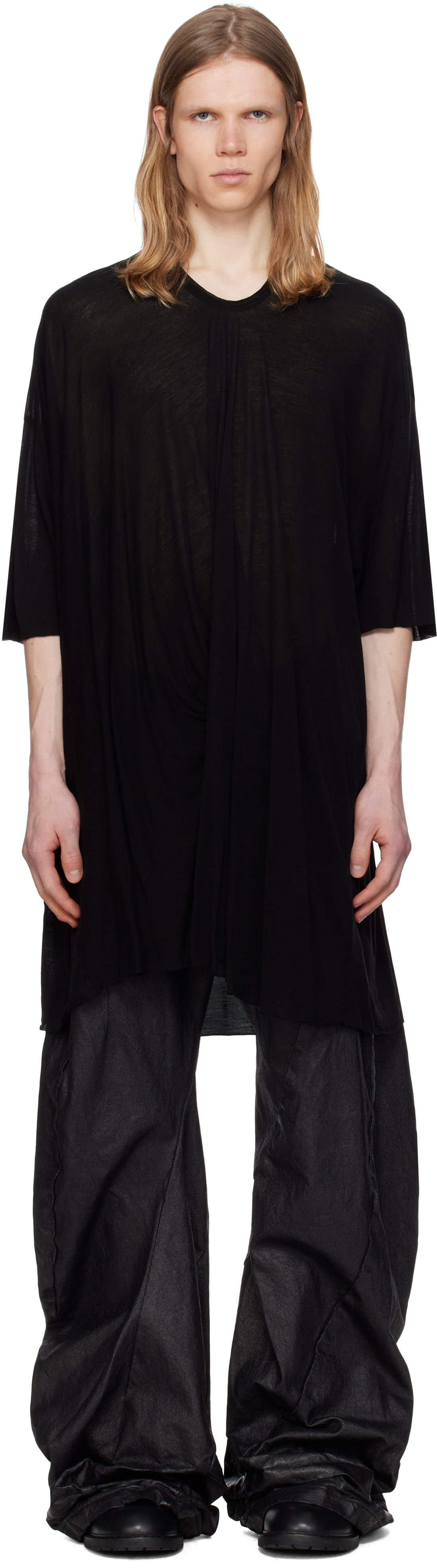 Julius: Black Anima Drape T-shirt | SSENSE Julius: Black Anima Drape T-shirt | SSENSE