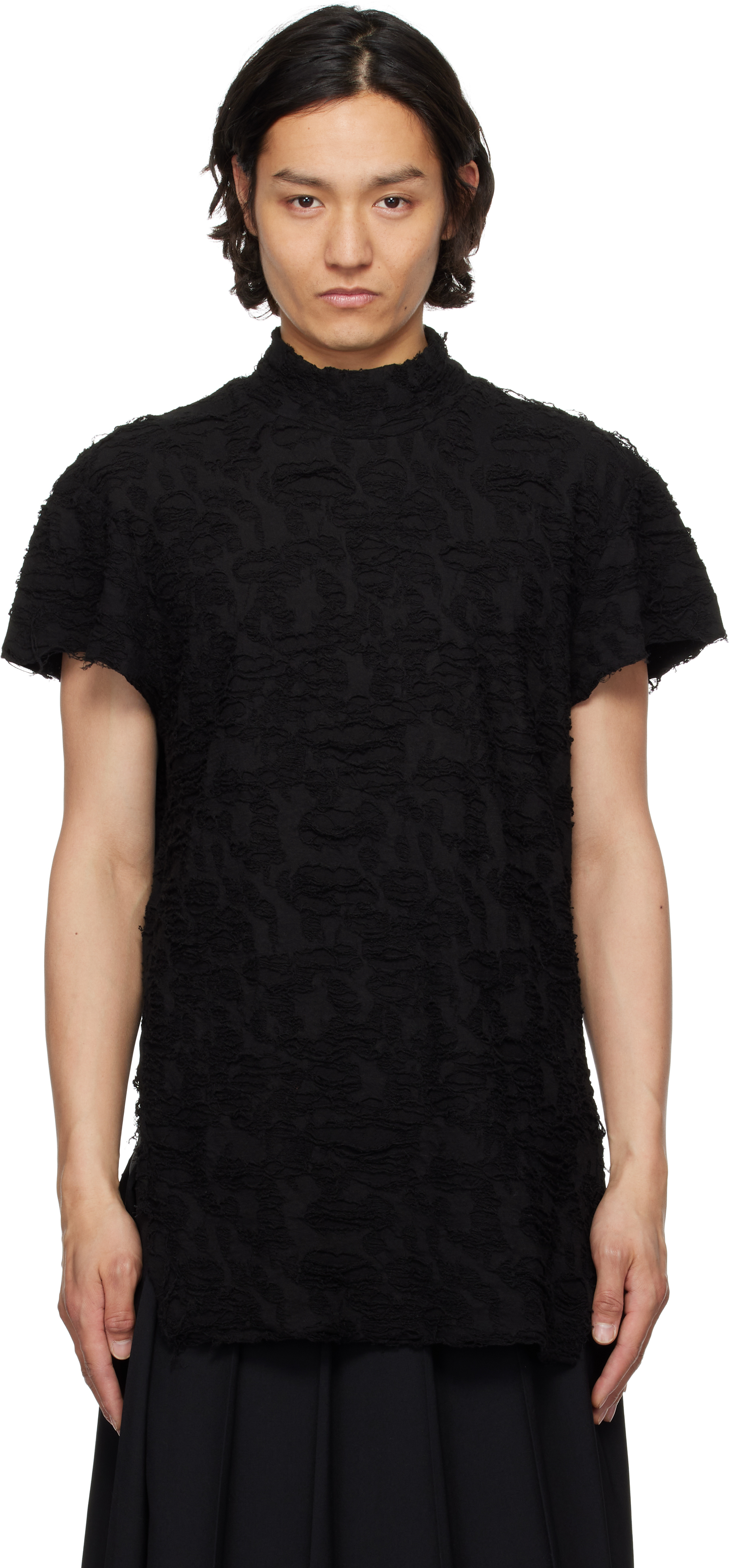 【関税込み】JULIUS ブラック Fibroin 長袖Tシャツ ユリウス JULIUS COTTON/SILK RIB LONG SLEEVE T-SHIRT （BLACK