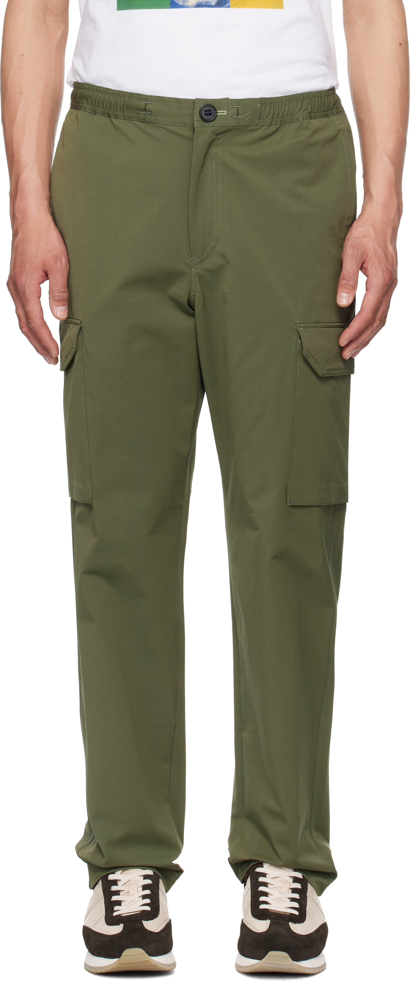 Khaki Button Pocket Cargo Pants