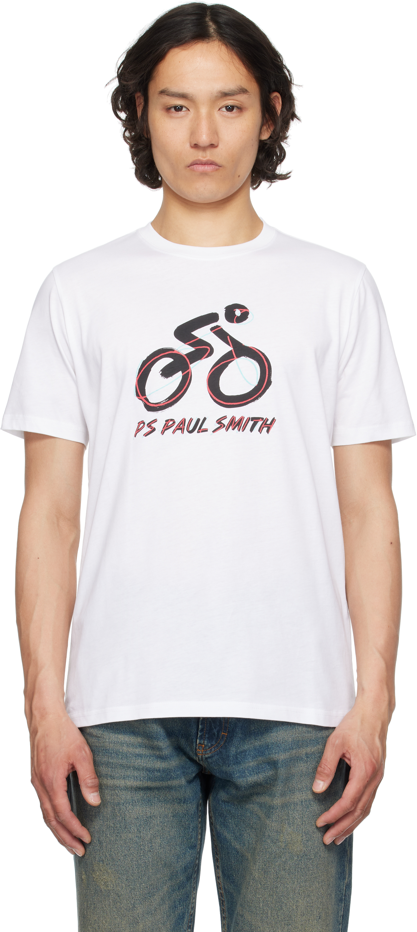 Tシャツ・カットソー PS BY PAUL SMITH Men T Shirts M2R731YMP4540 WHITE Men's White 'PS Logo' T-Shirt