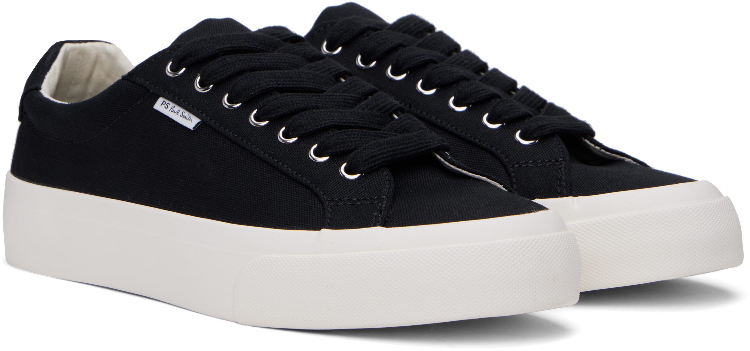 Shop Ps By Paul Smith Black Canvas Amos Sneakers In 79 Black