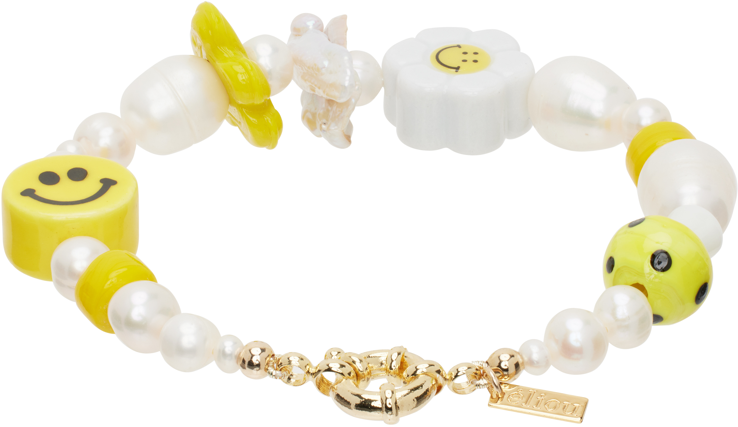 ELIOU SSENSE EXCLUSIVE WHITE & YELLOW DONA BRACELET 