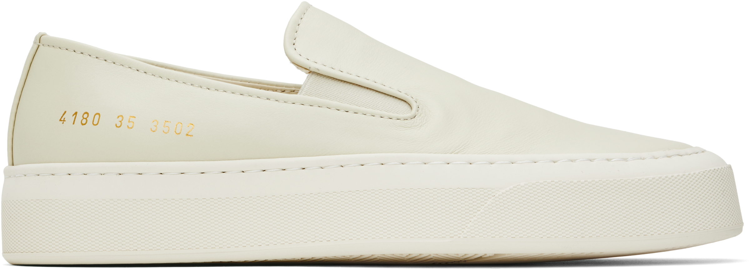 新品未使用 common projects スリッポン ホワイト 27.0㎝ Common Projects: オフホワイト レザー スリッポンスニーカー