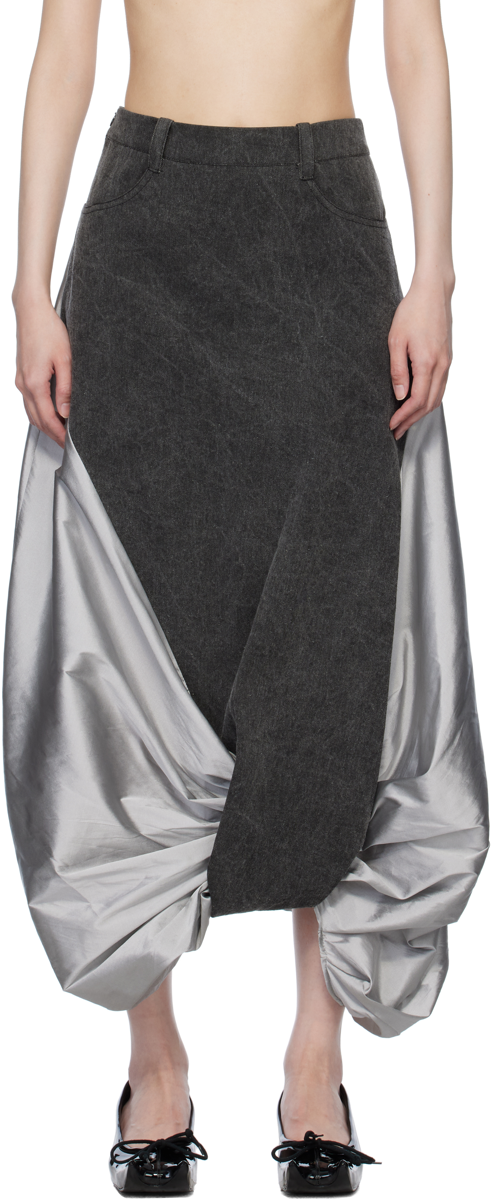 Gray Boletus Midi Skirt