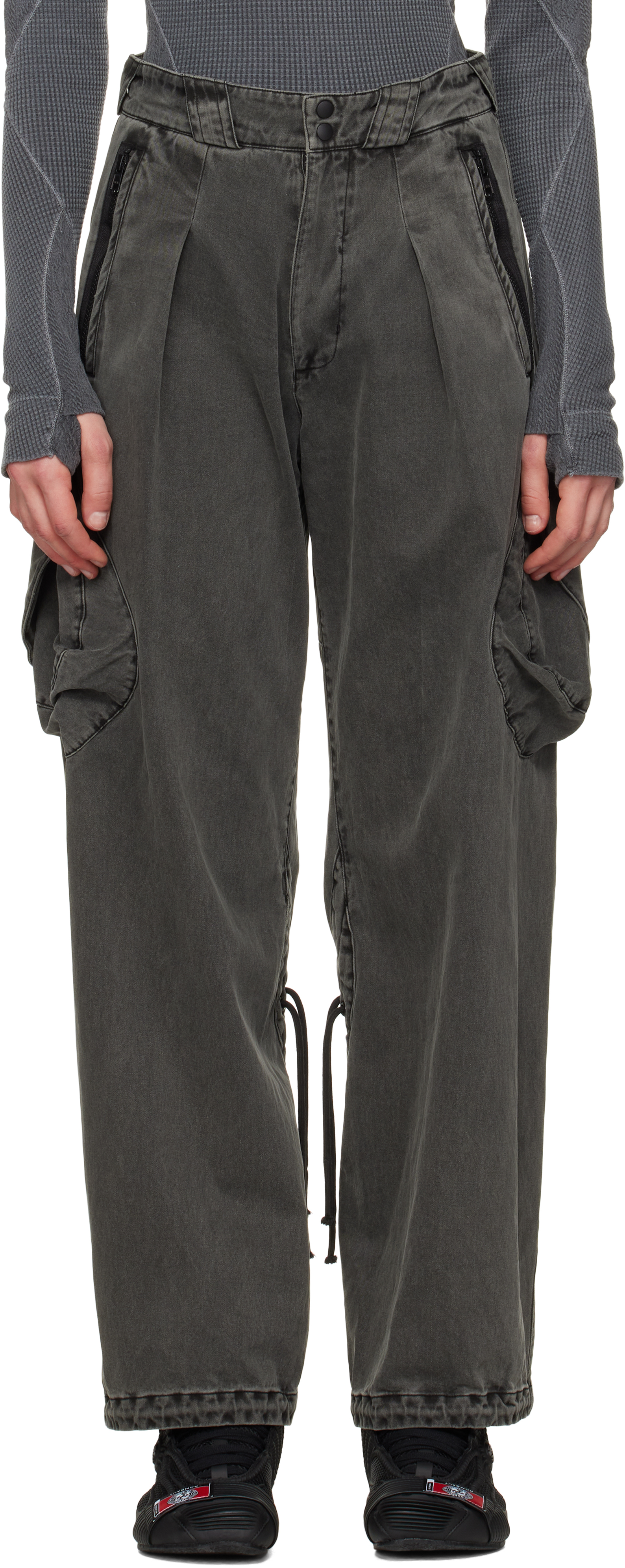 Gray Dyed Cargo Pants