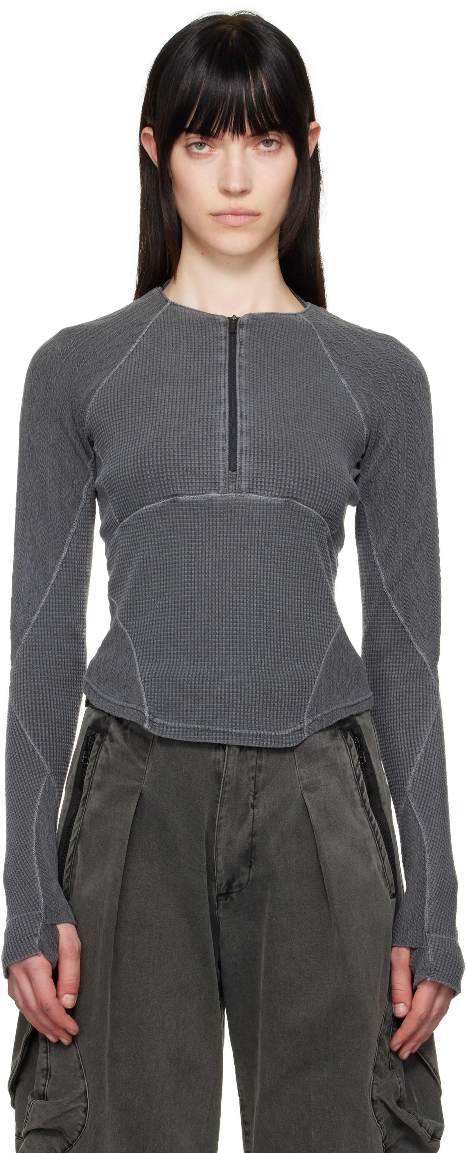 Gray Half-Zip Raglan T-shirt