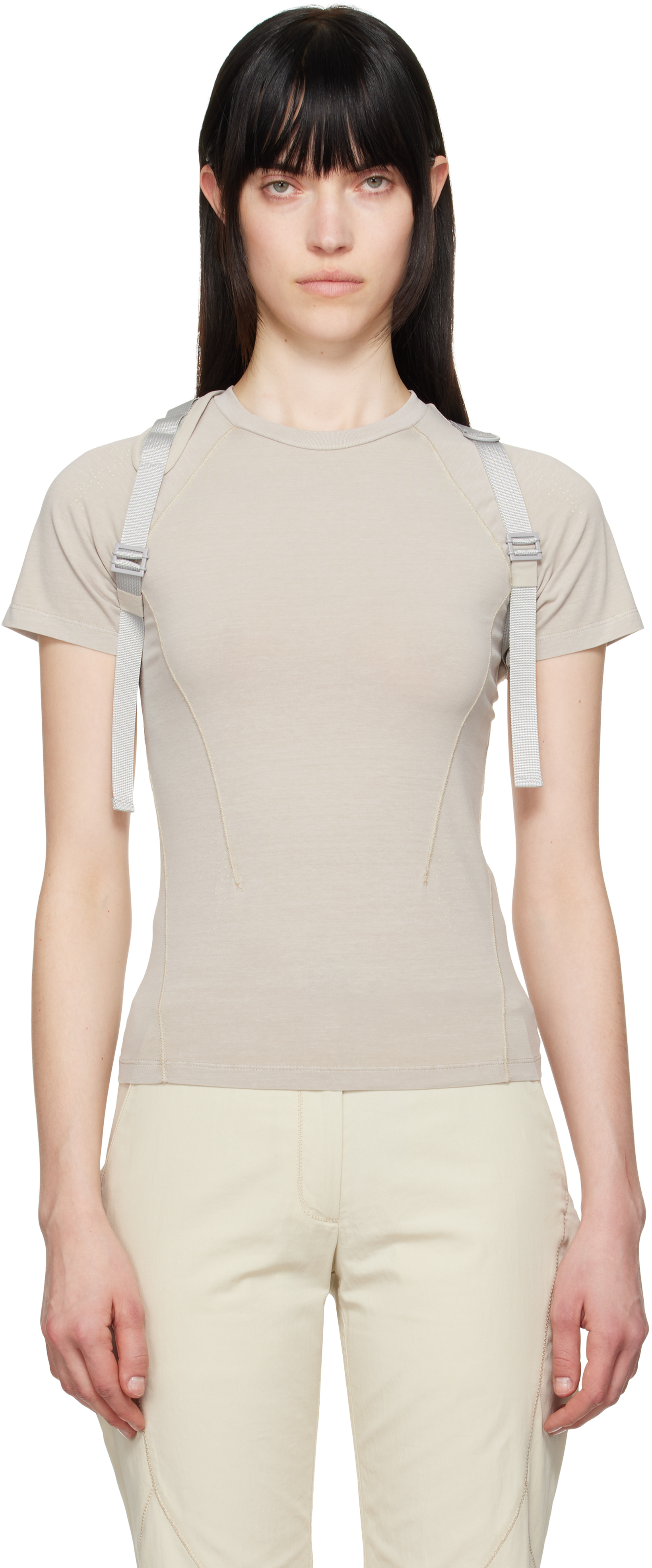 Beige Dyed Backstrap T-shirt