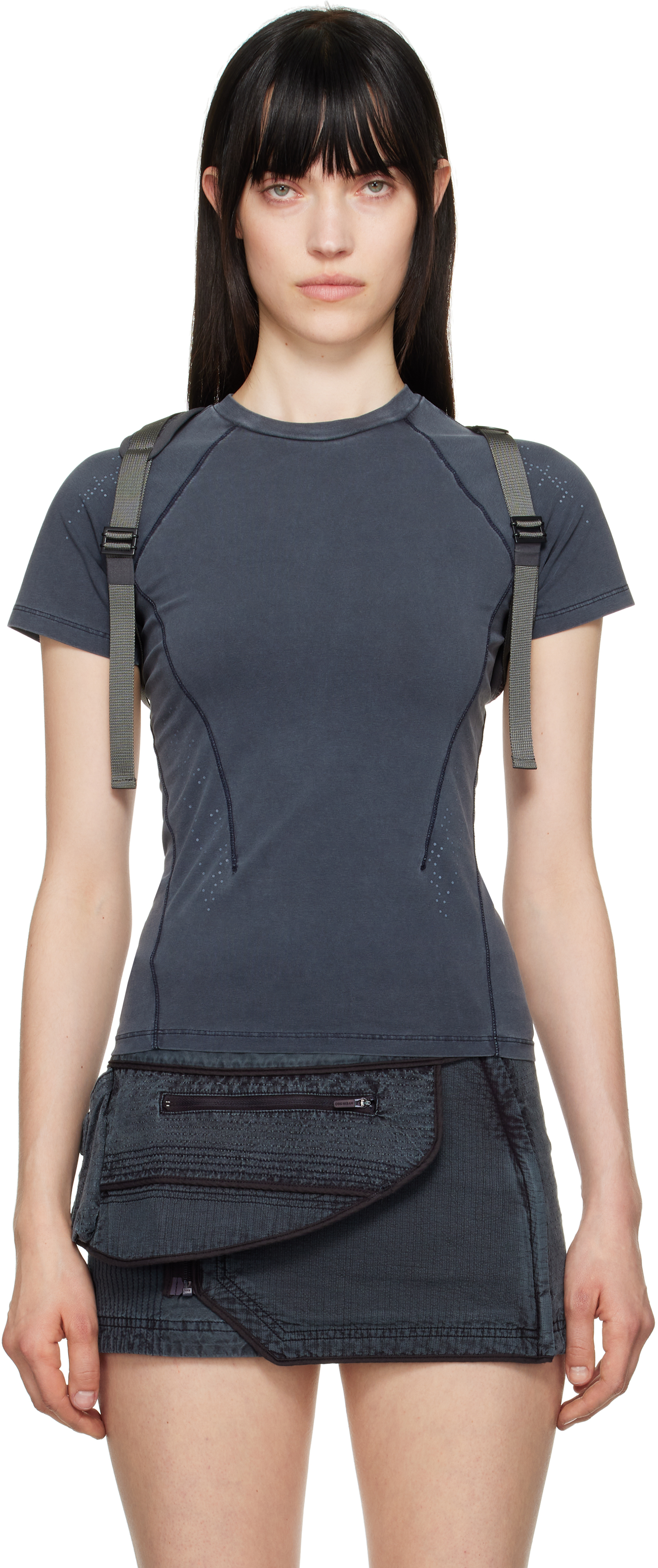 HYEIN SEO ヘインソ グレー Dyed Backstrap トップス 韓国 Dyed T-Shirt w/ Backstrap – HYEIN SEO