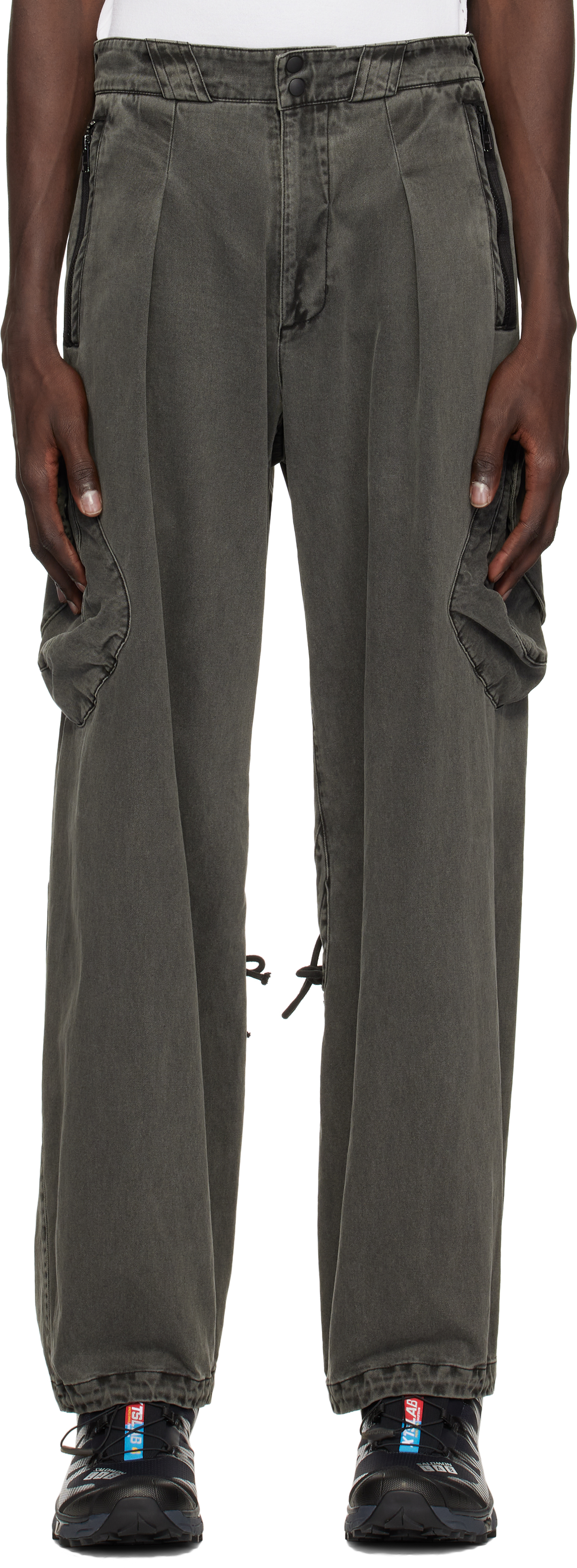 Gray Dyed Cargo Pants