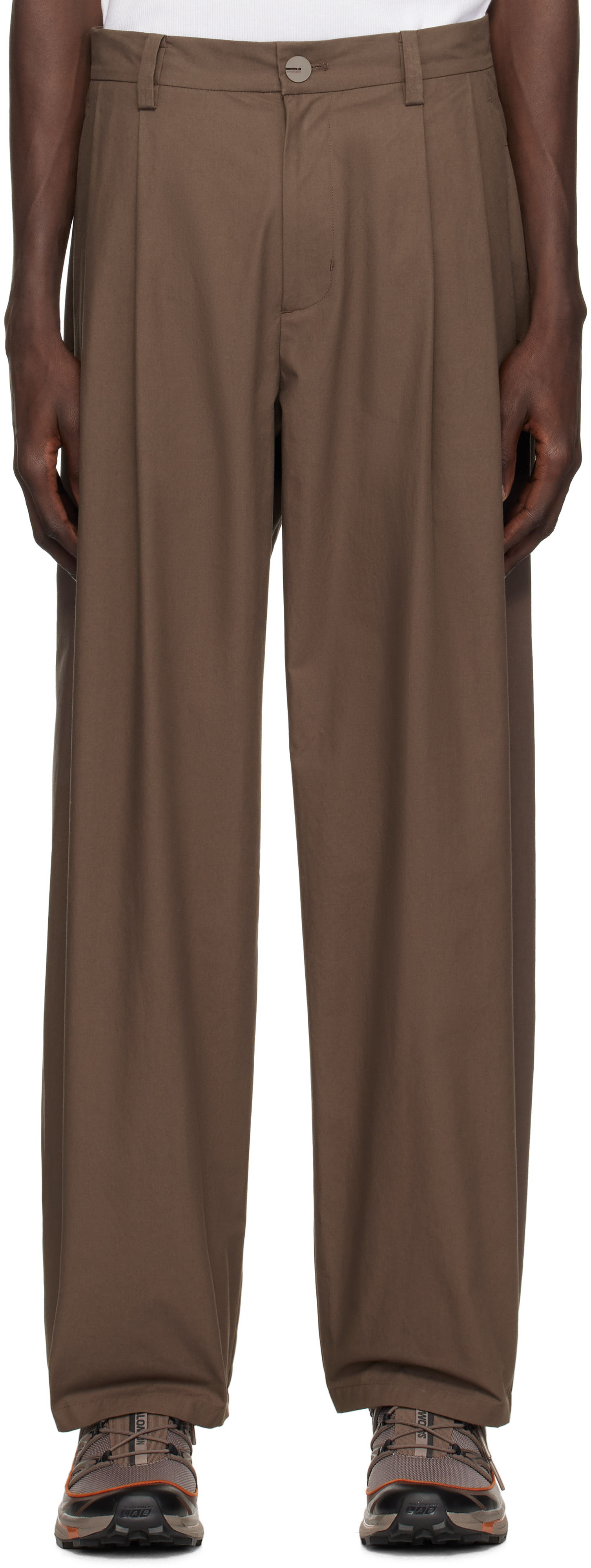 Brown Wide Beaded Belt Trousers