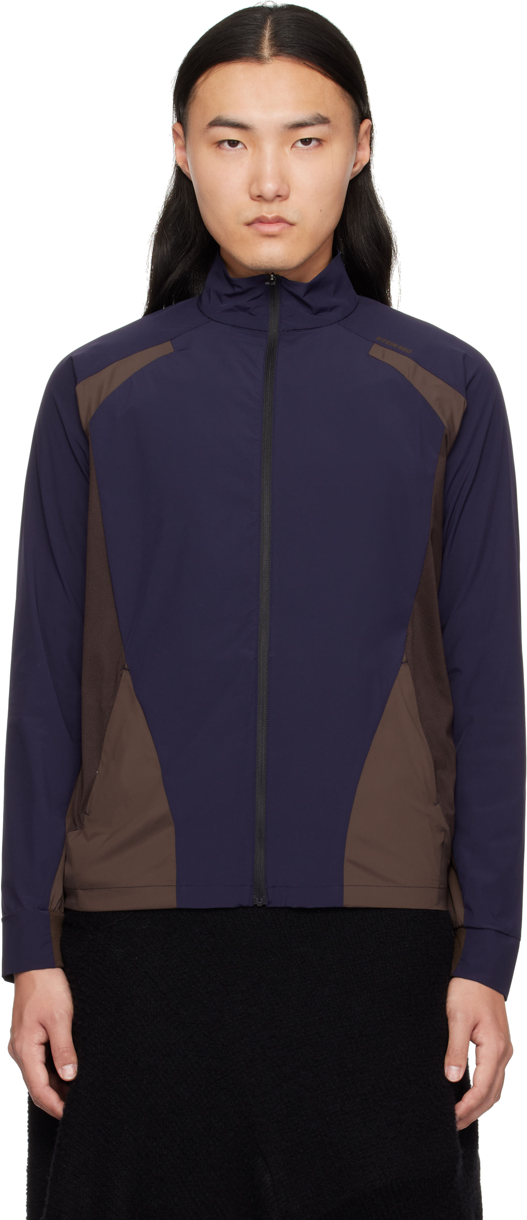 Navy & Brown Zip-Up Track Jacket