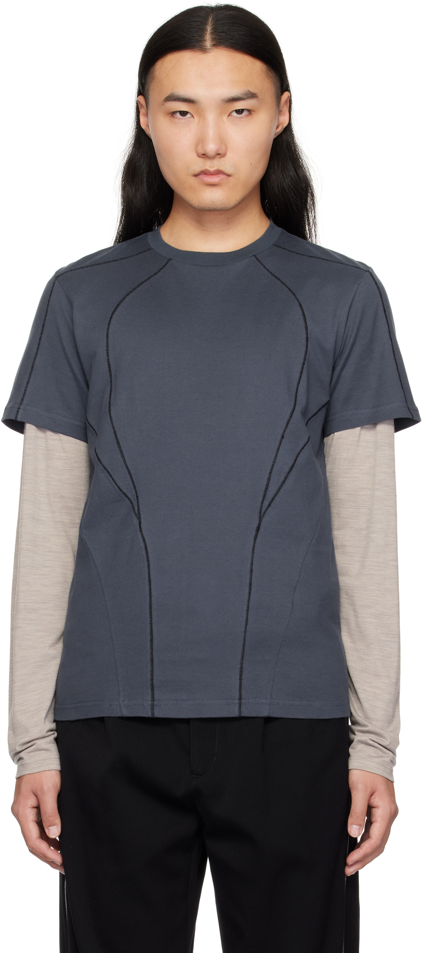 Blue Serger Stitch T-shirt